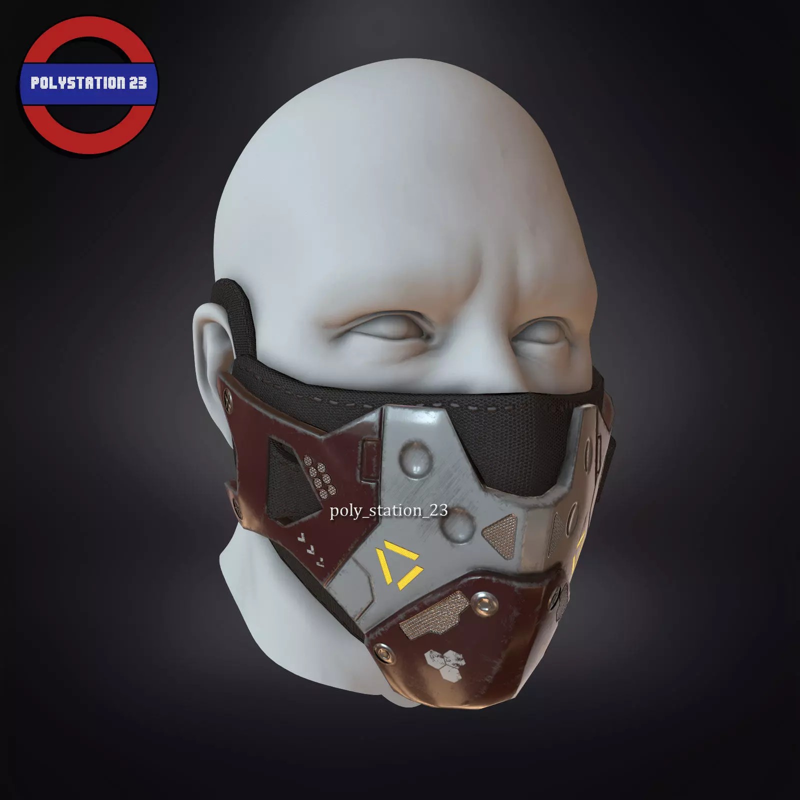 sci fi face mask v1 Low-poly 3D model_0