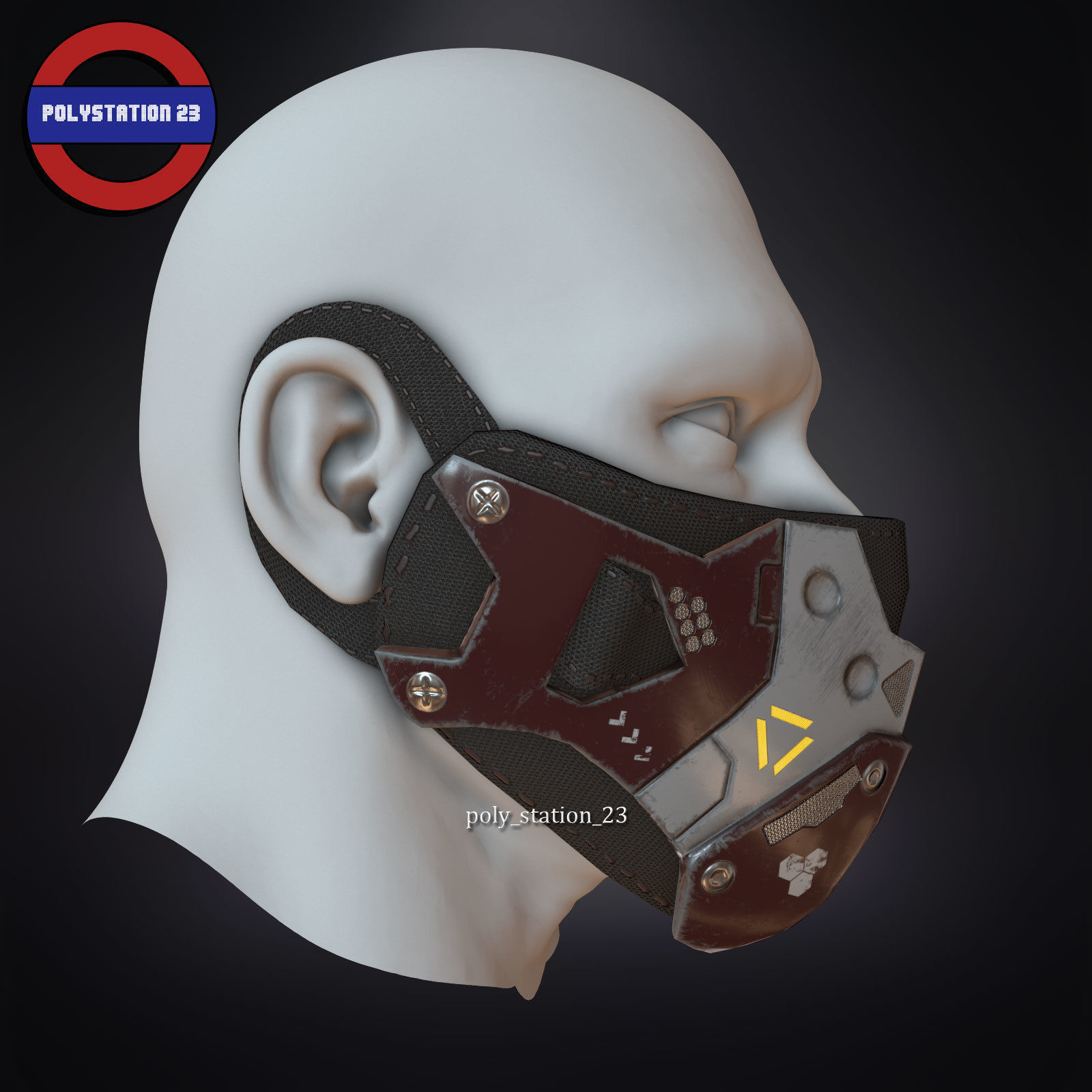 sci fi face mask v1 Low-poly 3D model_7