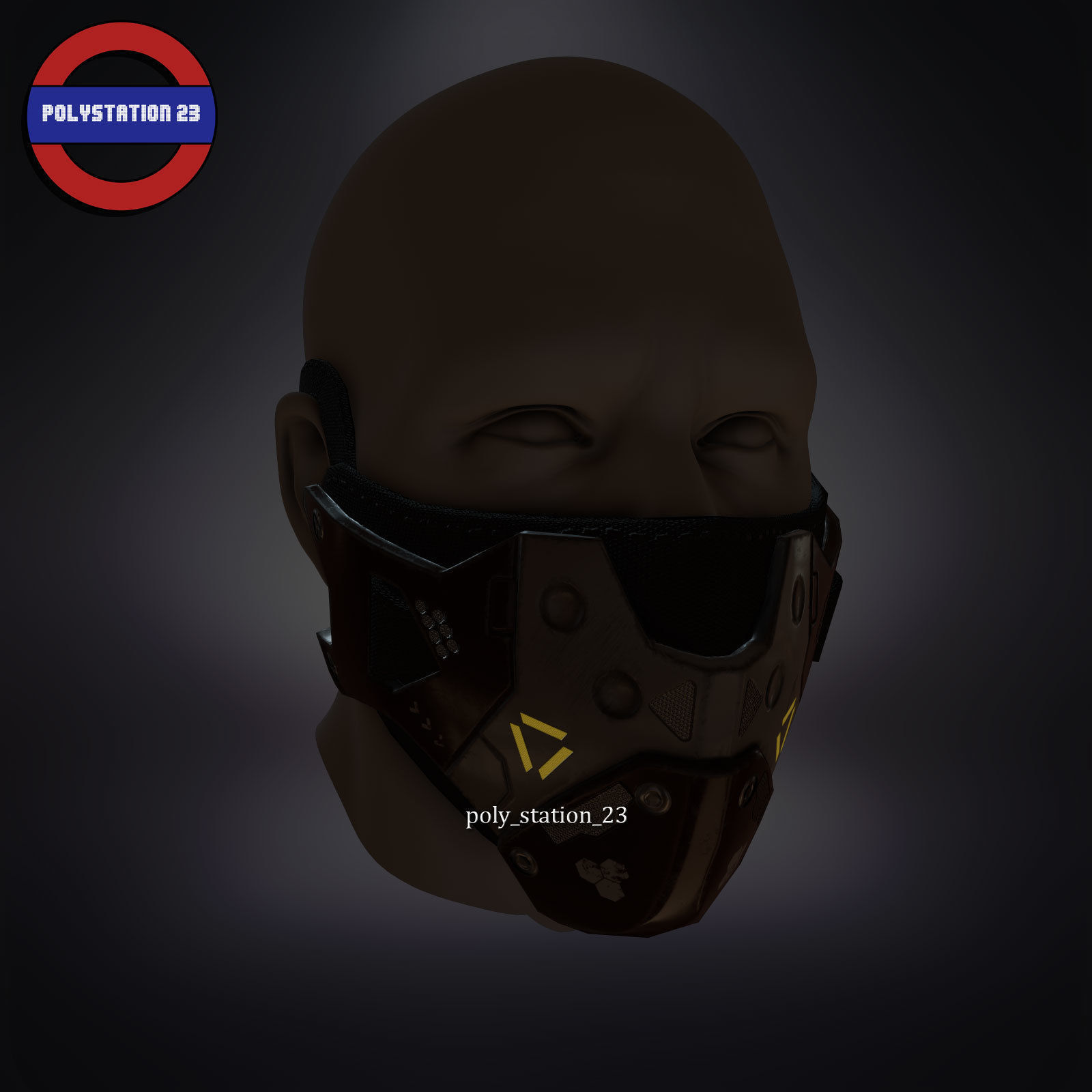 sci fi face mask v1 Low-poly 3D model_8
