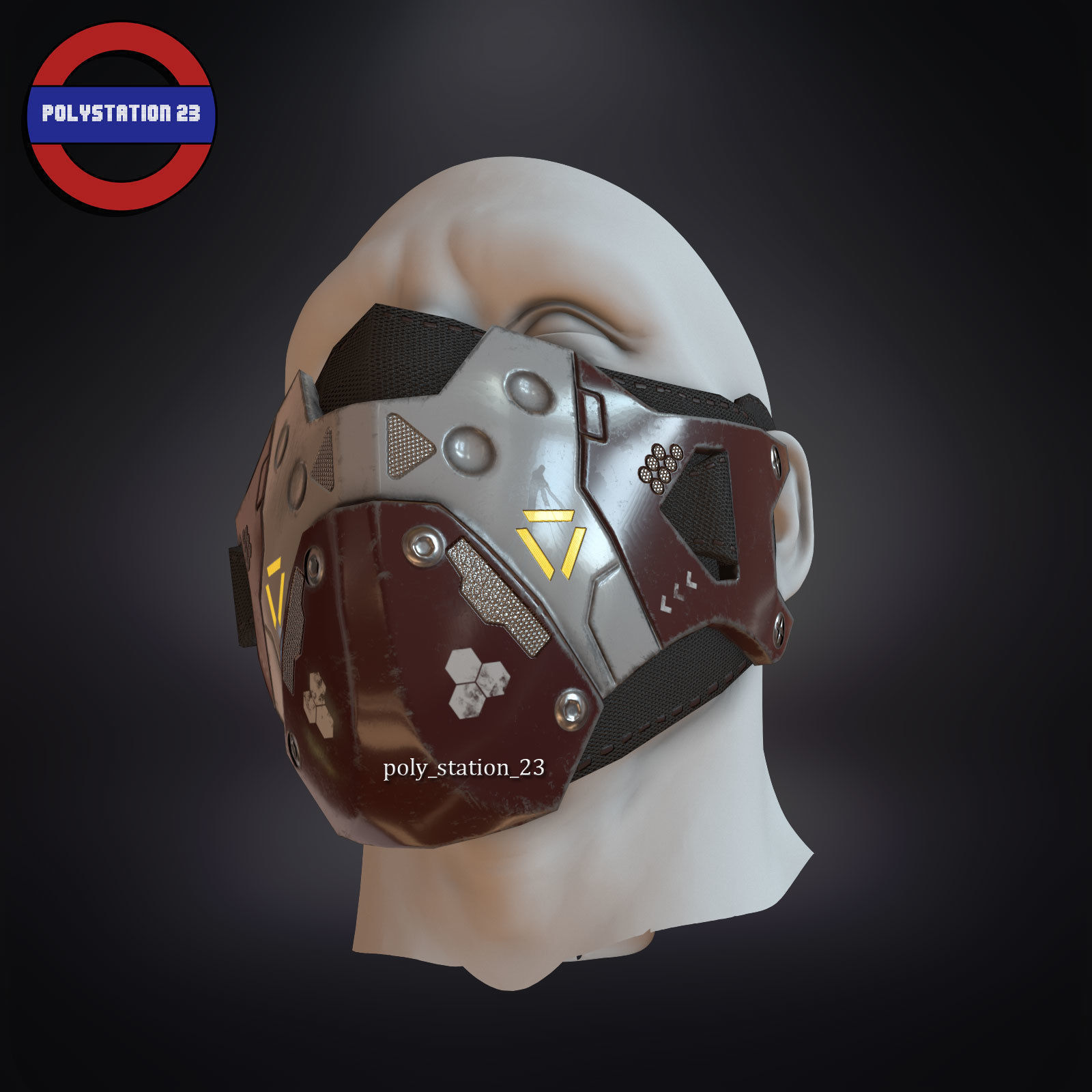 sci fi face mask v1 Low-poly 3D model_4