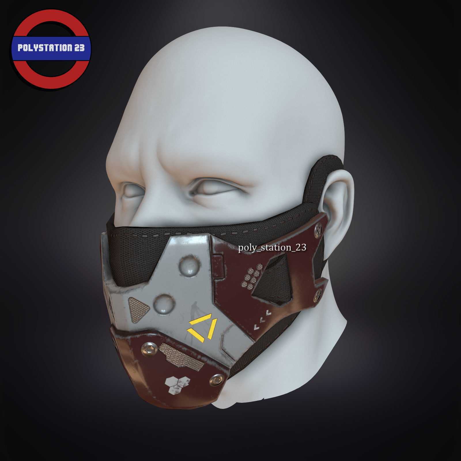 sci fi face mask v1 Low-poly 3D model_2