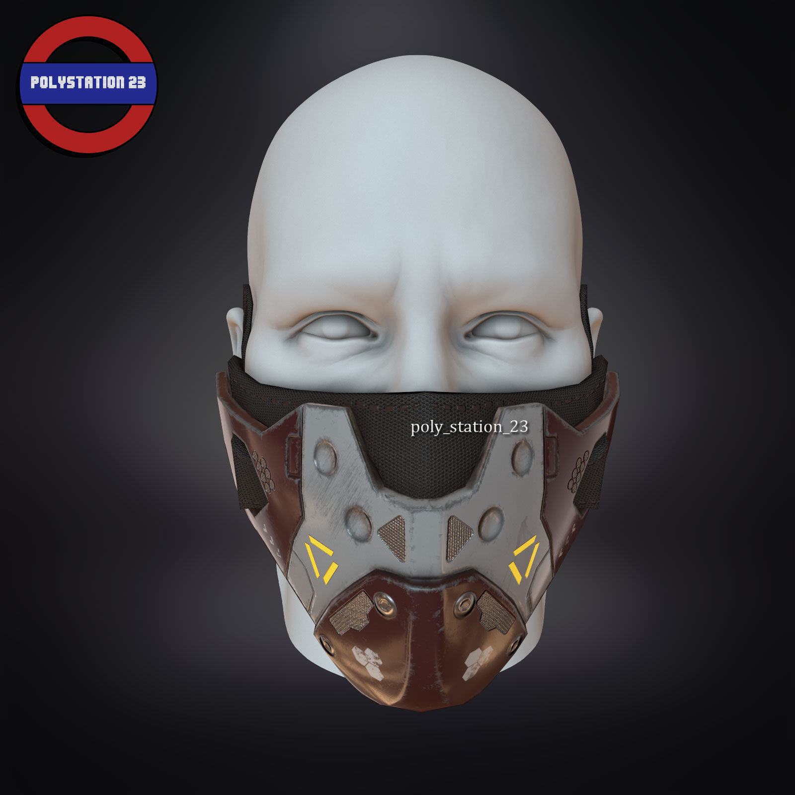 sci fi face mask v1 Low-poly 3D model_1