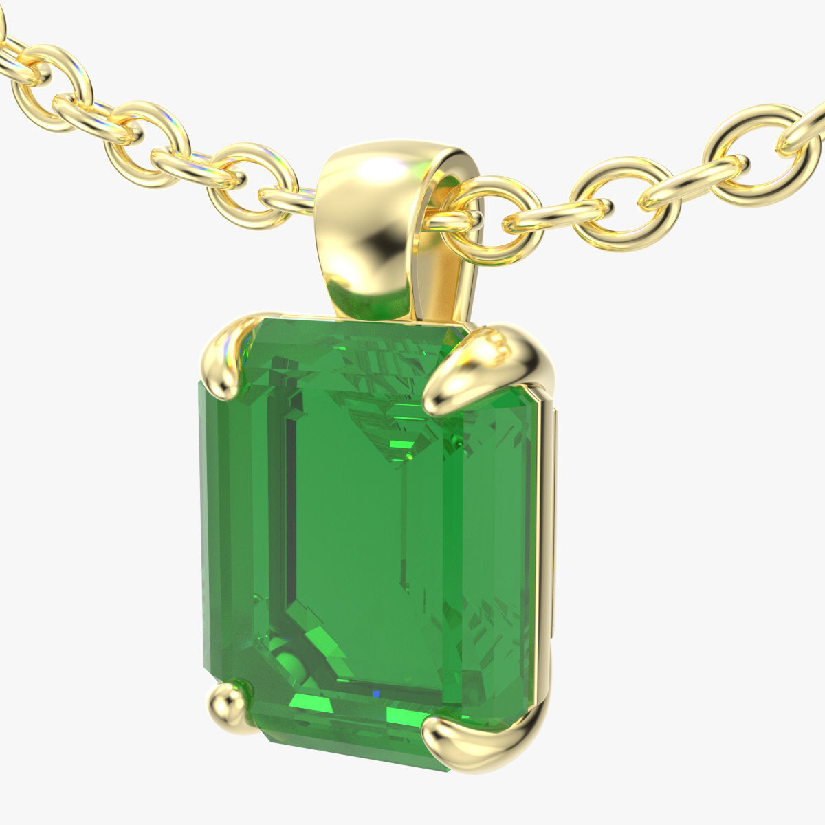 Emerald Cut Gemstone Gold Pendant CAD Design-JCNP-05 3D print model_13