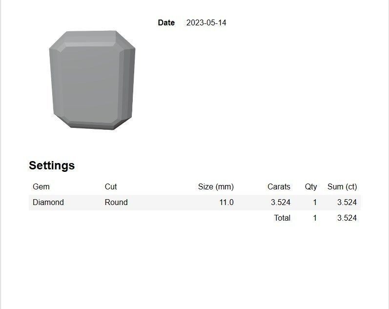 Emerald Cut Gemstone Gold Pendant CAD Design-JCNP-05 3D print model_17