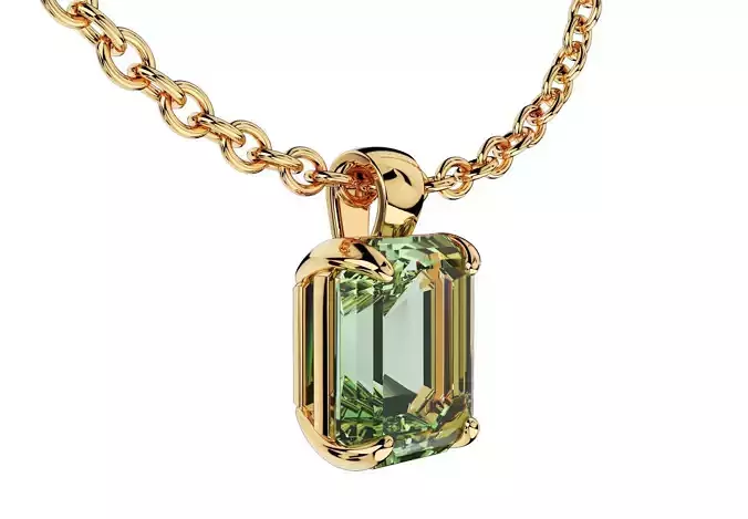 Emerald Cut Gemstone Gold Pendant CAD Design-JCNP-05 3D print model