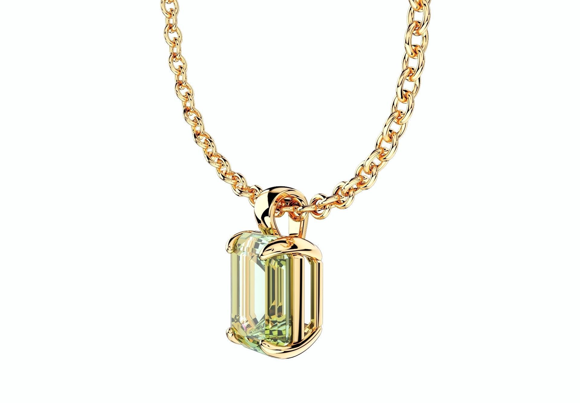 Emerald Cut Gemstone Gold Pendant CAD Design-JCNP-05 3D print model_7