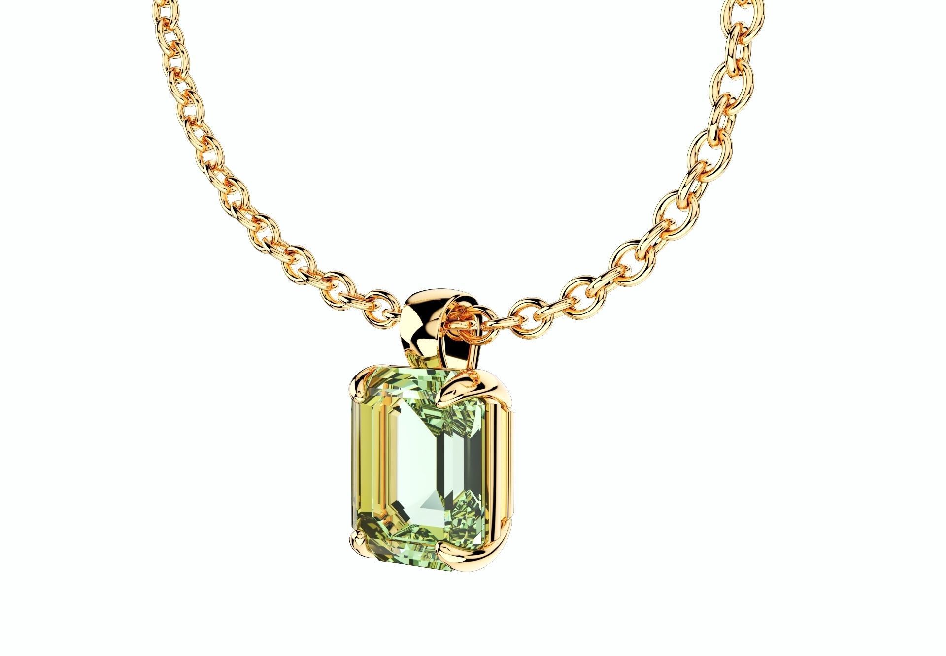 Emerald Cut Gemstone Gold Pendant CAD Design-JCNP-05 3D print model_6