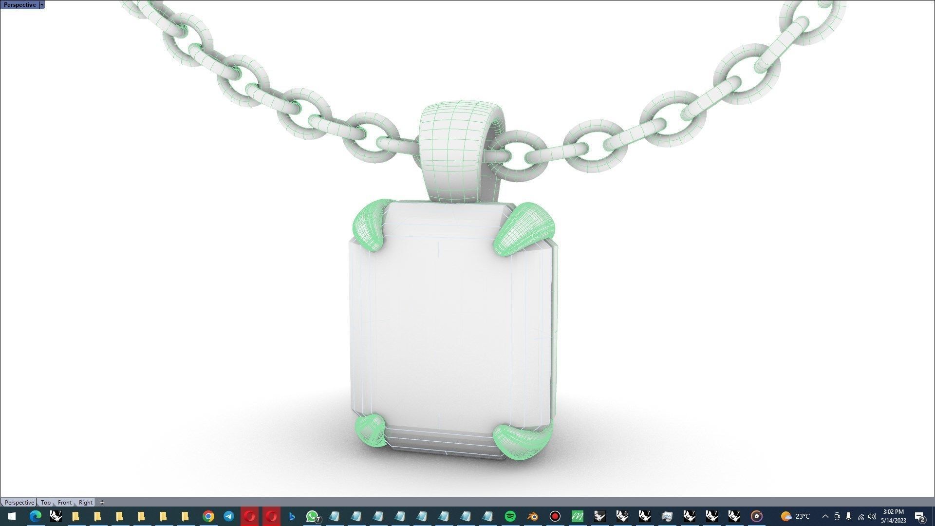 Emerald Cut Gemstone Gold Pendant CAD Design-JCNP-05 3D print model_21
