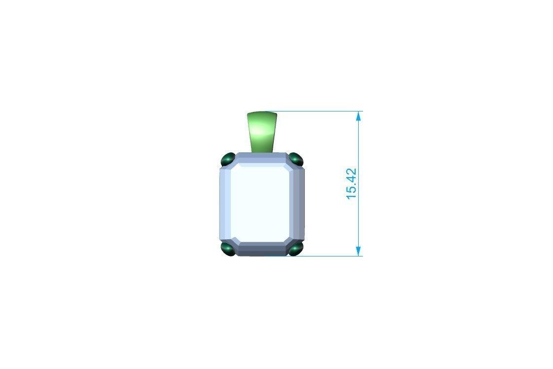 Emerald Cut Gemstone Gold Pendant CAD Design-JCNP-05 3D print model_16