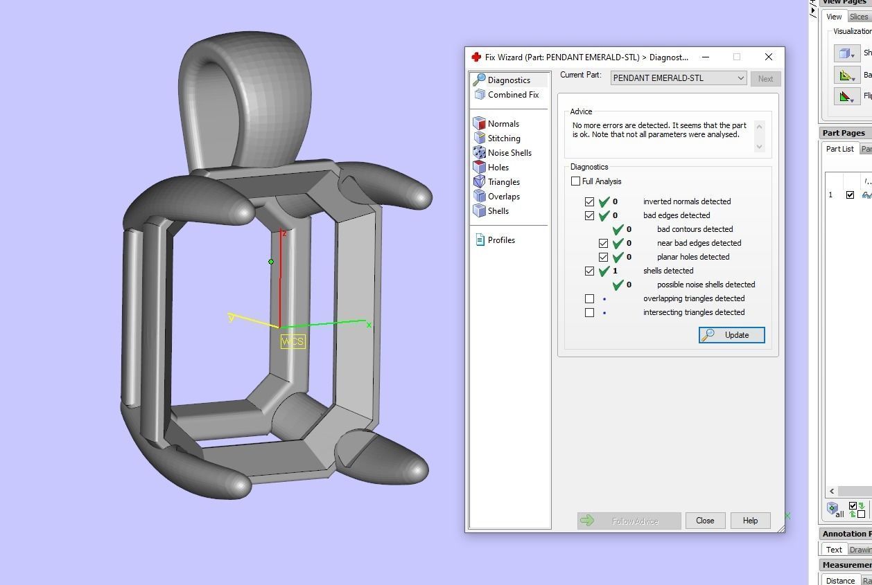 Emerald Cut Gemstone Gold Pendant CAD Design-JCNP-05 3D print model_14