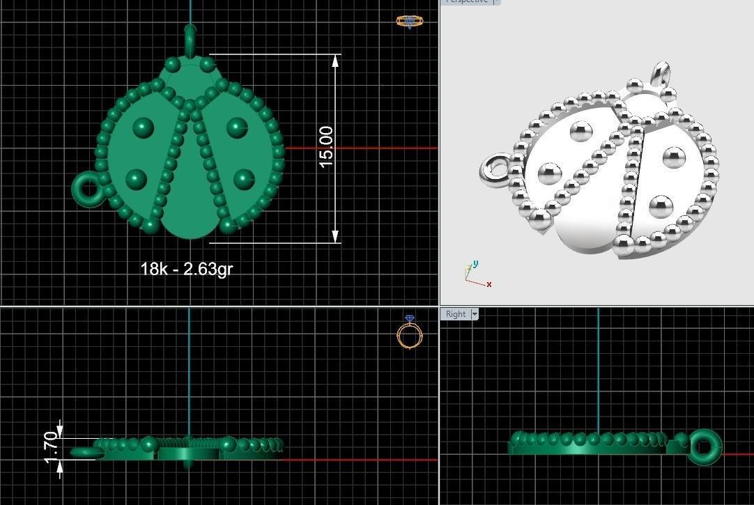 Ladybug pendant 3D print model_2