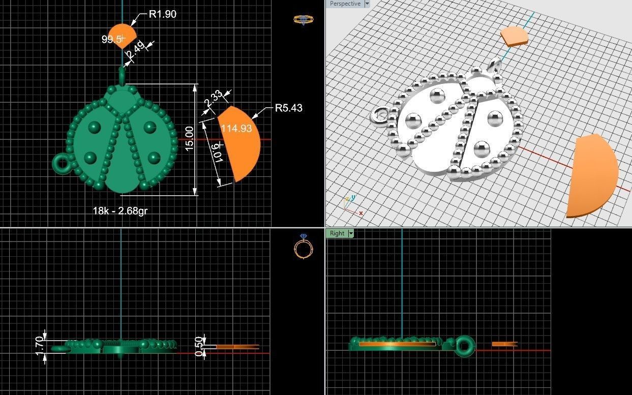 Ladybug pendant 3D print model_3