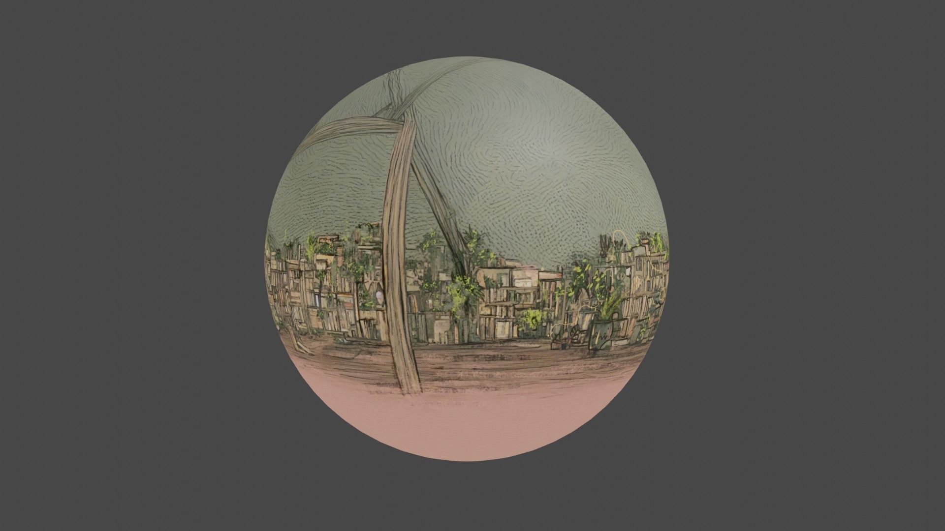 Attic library 360 VR sky background cute drawing Low-poly 3D model_4