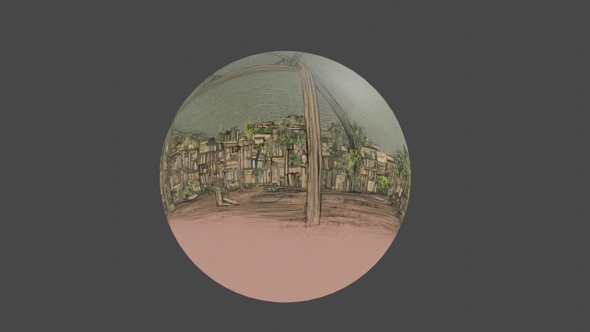 Attic library 360 VR sky background cute drawing Low-poly 3D model_25