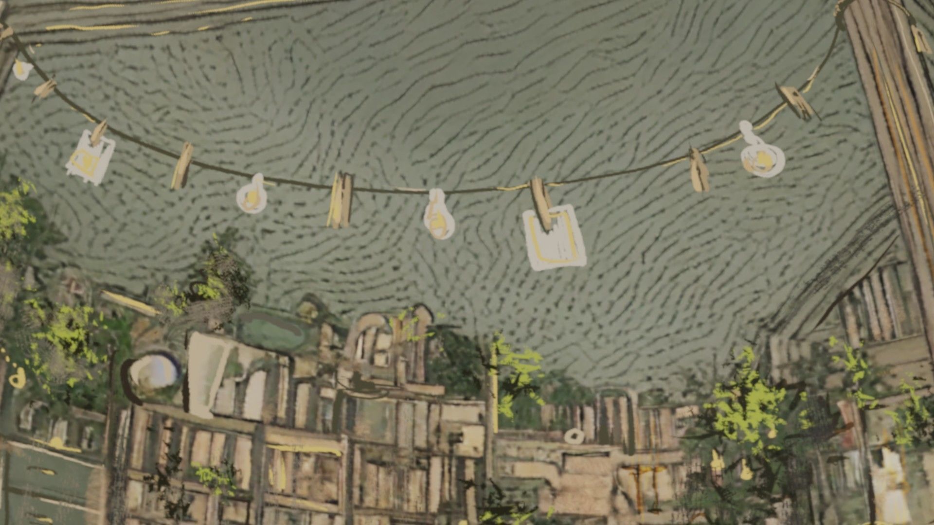 Attic library 360 VR sky background cute drawing Low-poly 3D model_24