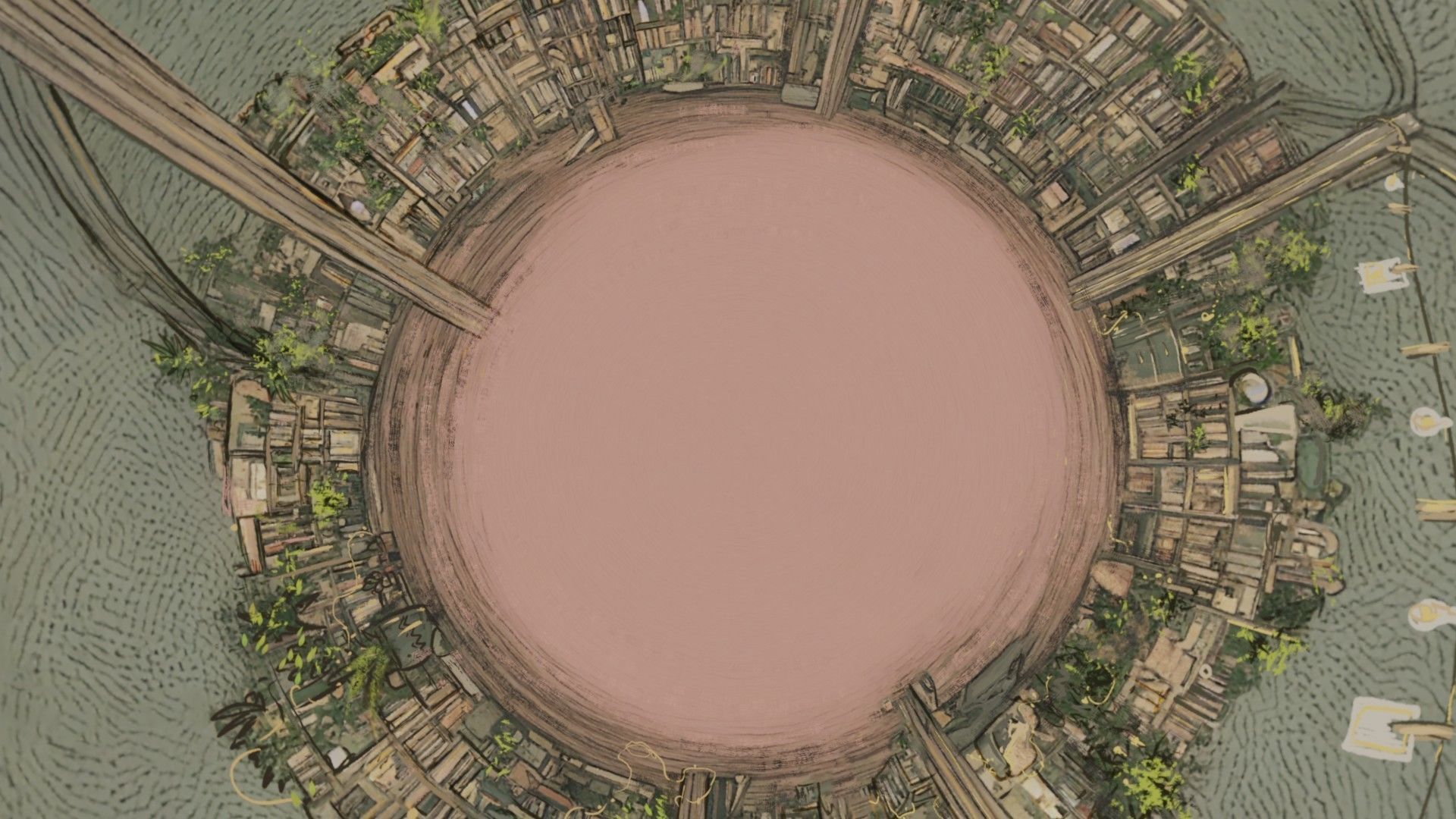 Attic library 360 VR sky background cute drawing Low-poly 3D model_32