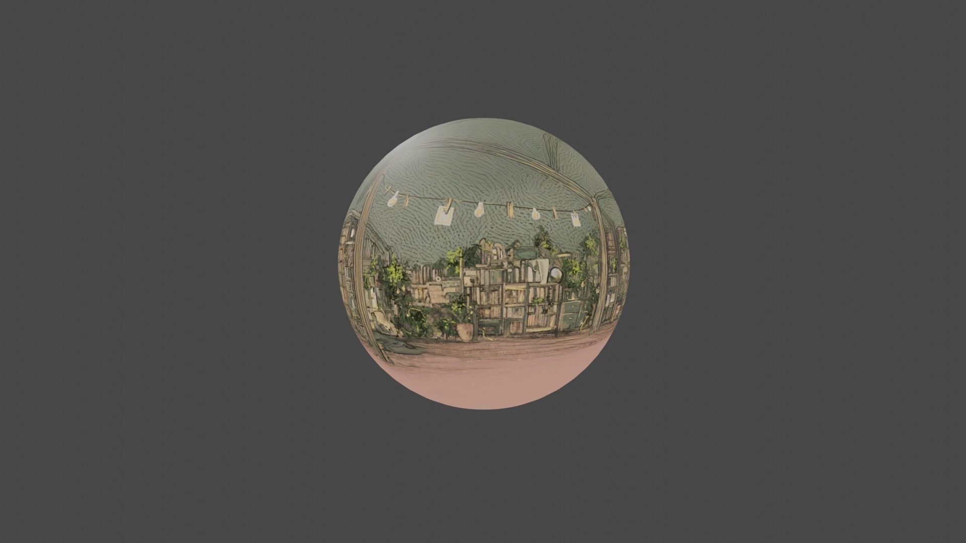 Attic library 360 VR sky background cute drawing Low-poly 3D model_39