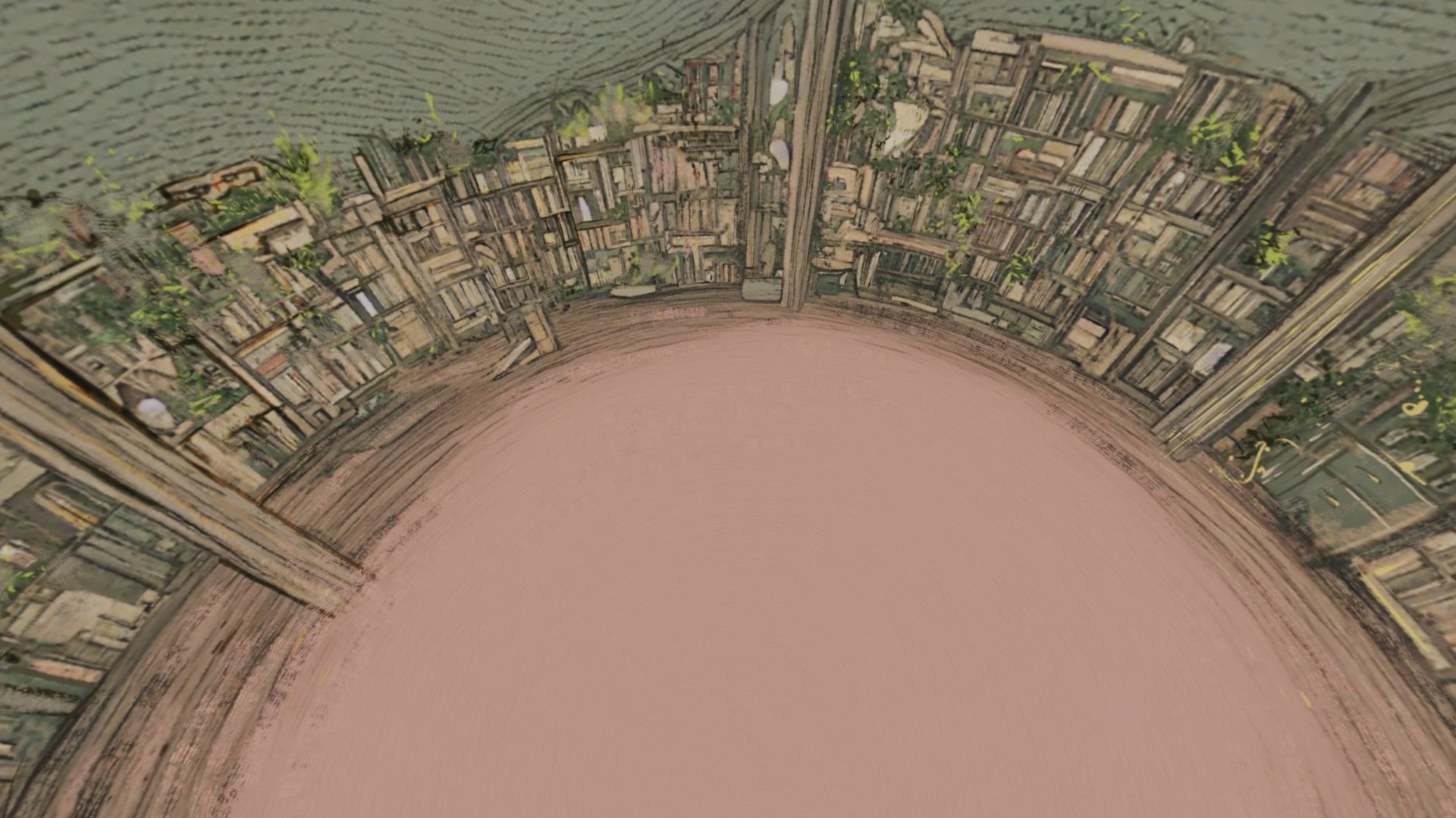 Attic library 360 VR sky background cute drawing Low-poly 3D model_36