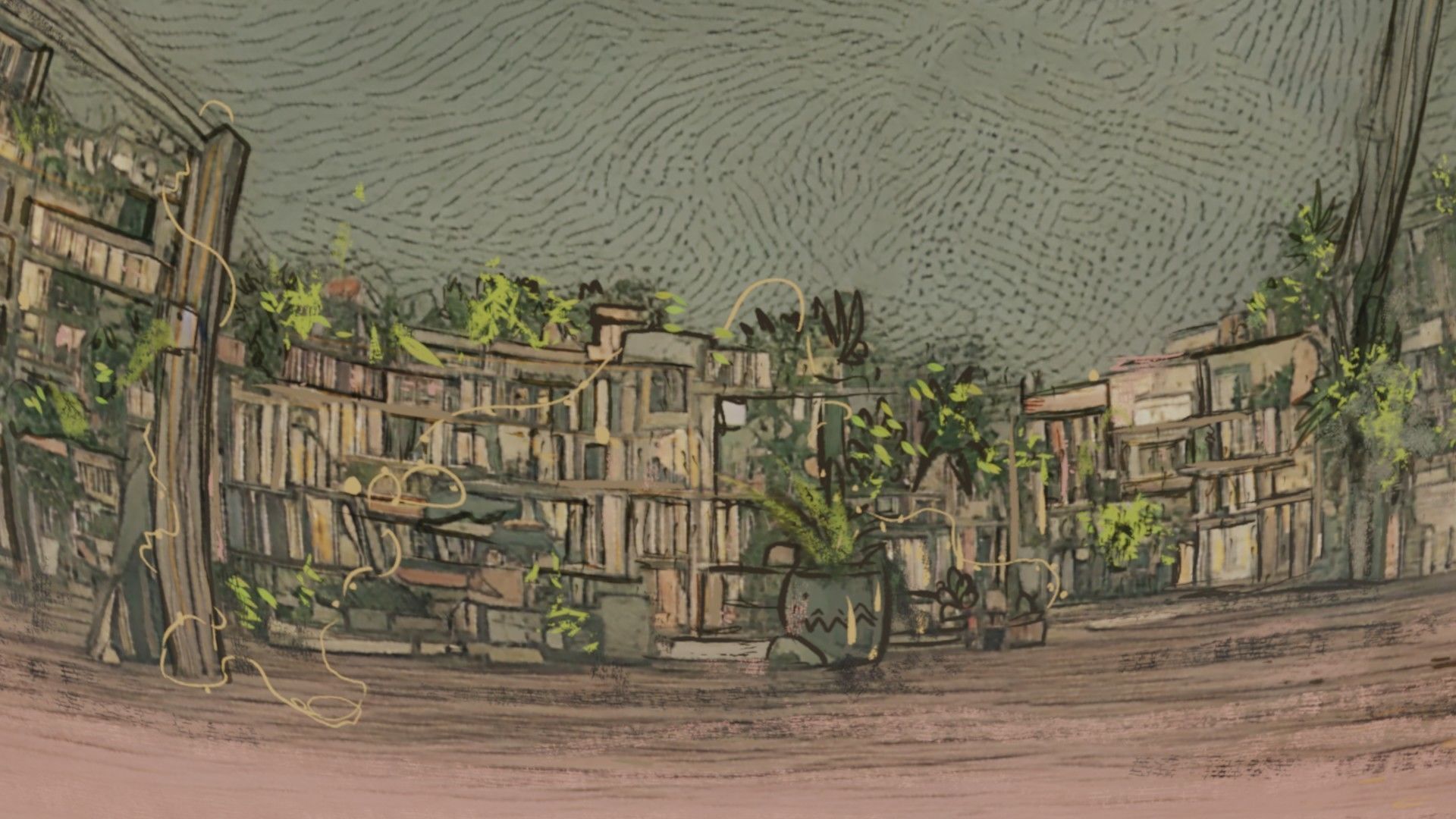 Attic library 360 VR sky background cute drawing Low-poly 3D model_21