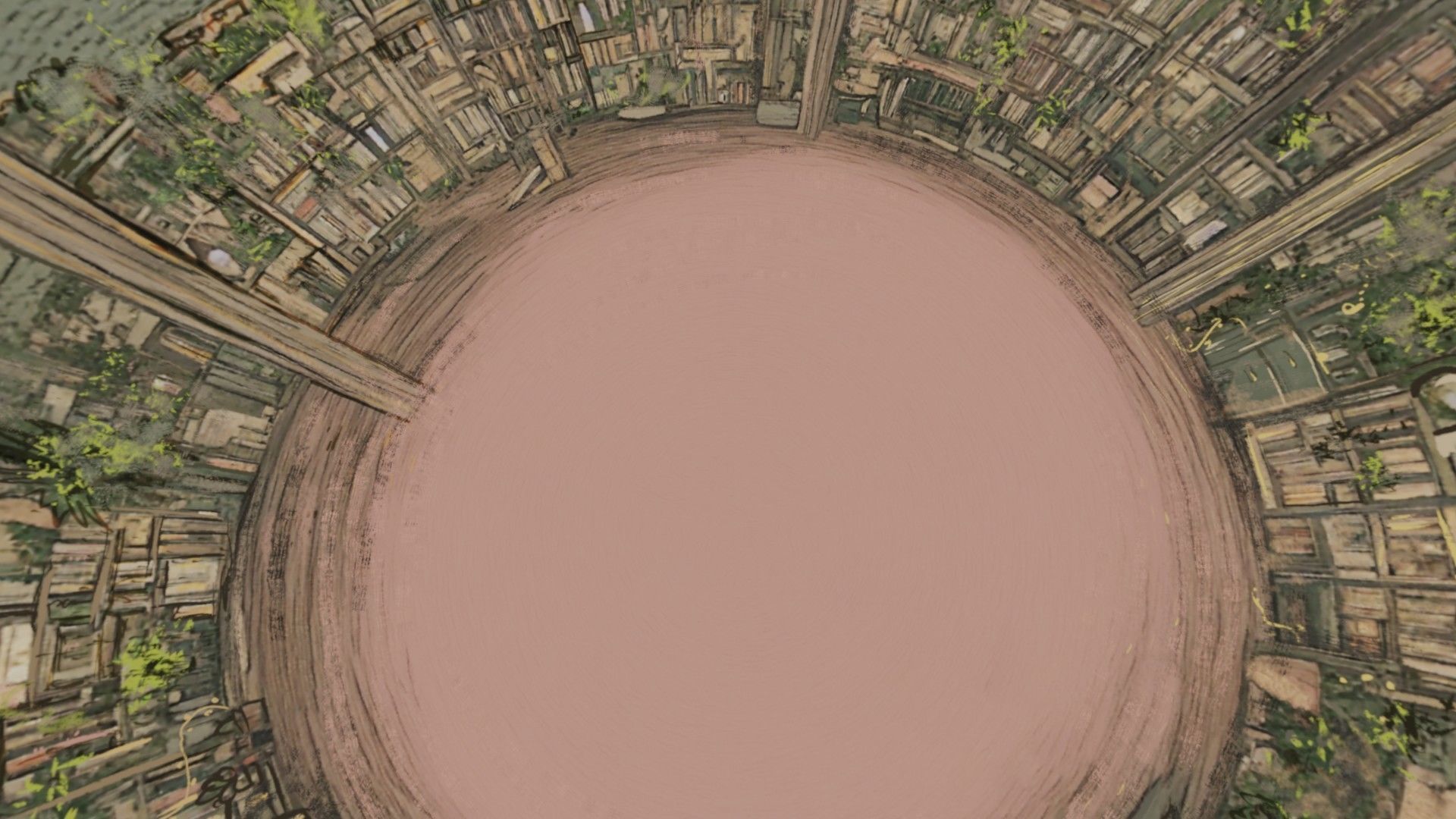 Attic library 360 VR sky background cute drawing Low-poly 3D model_34