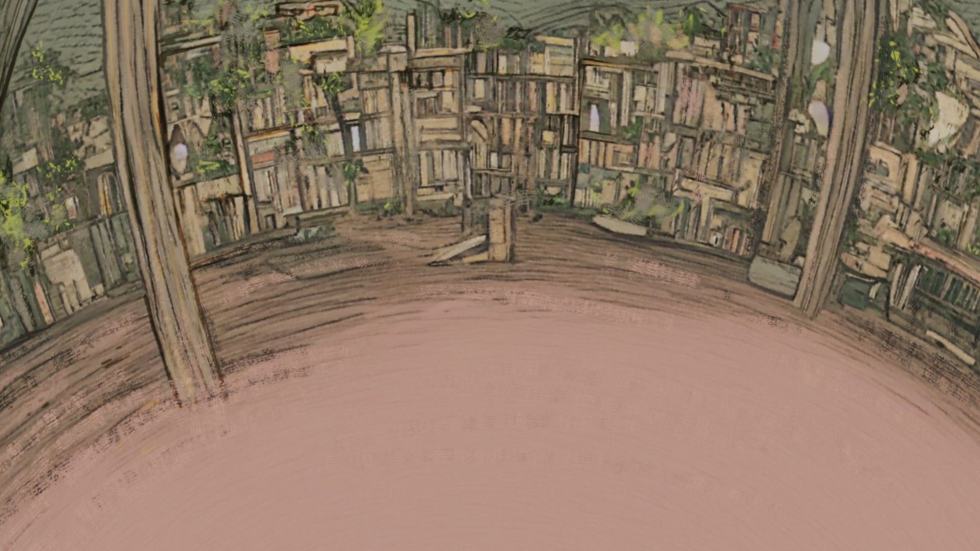 Attic library 360 VR sky background cute drawing Low-poly 3D model_15