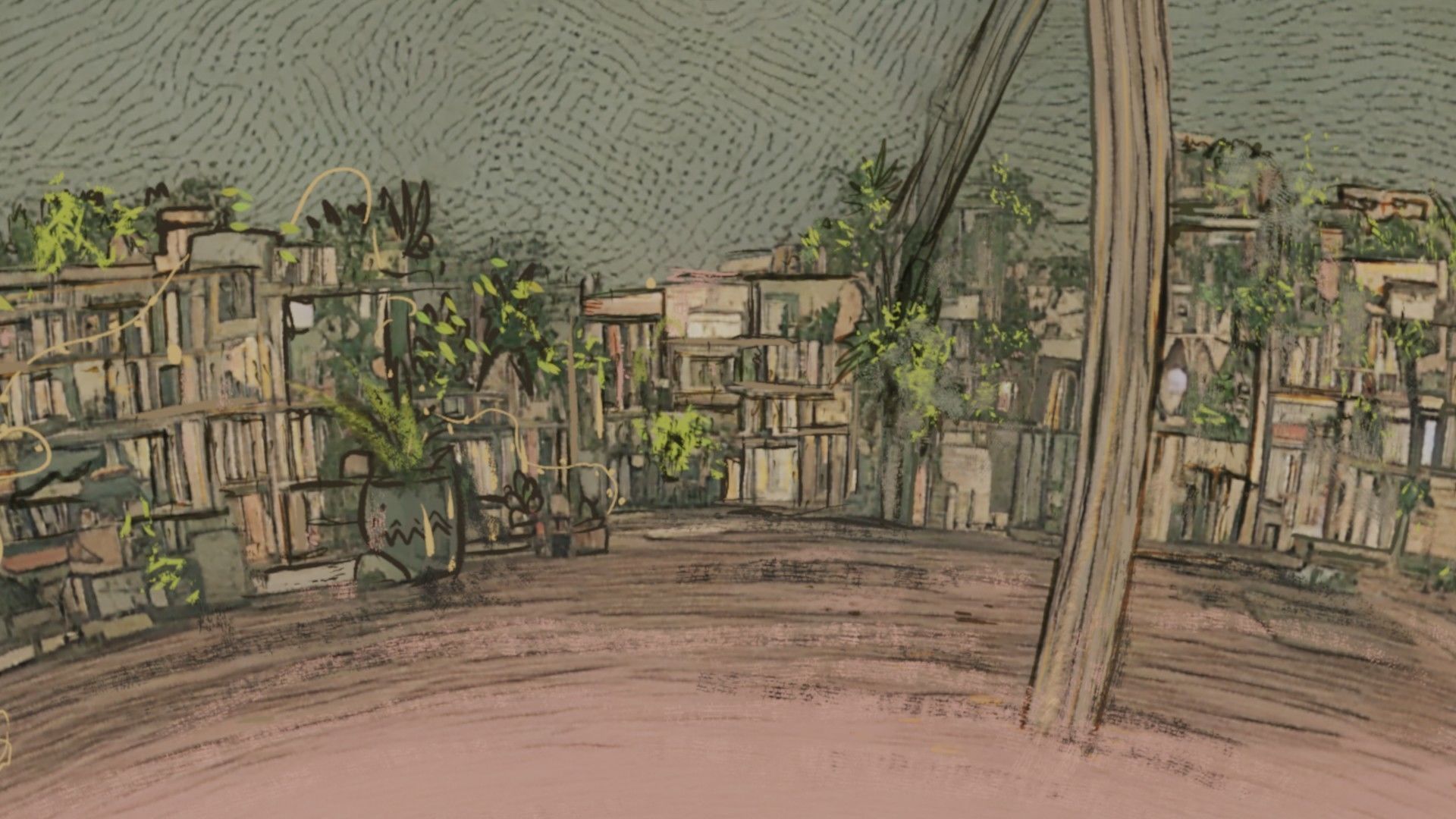 Attic library 360 VR sky background cute drawing Low-poly 3D model_10