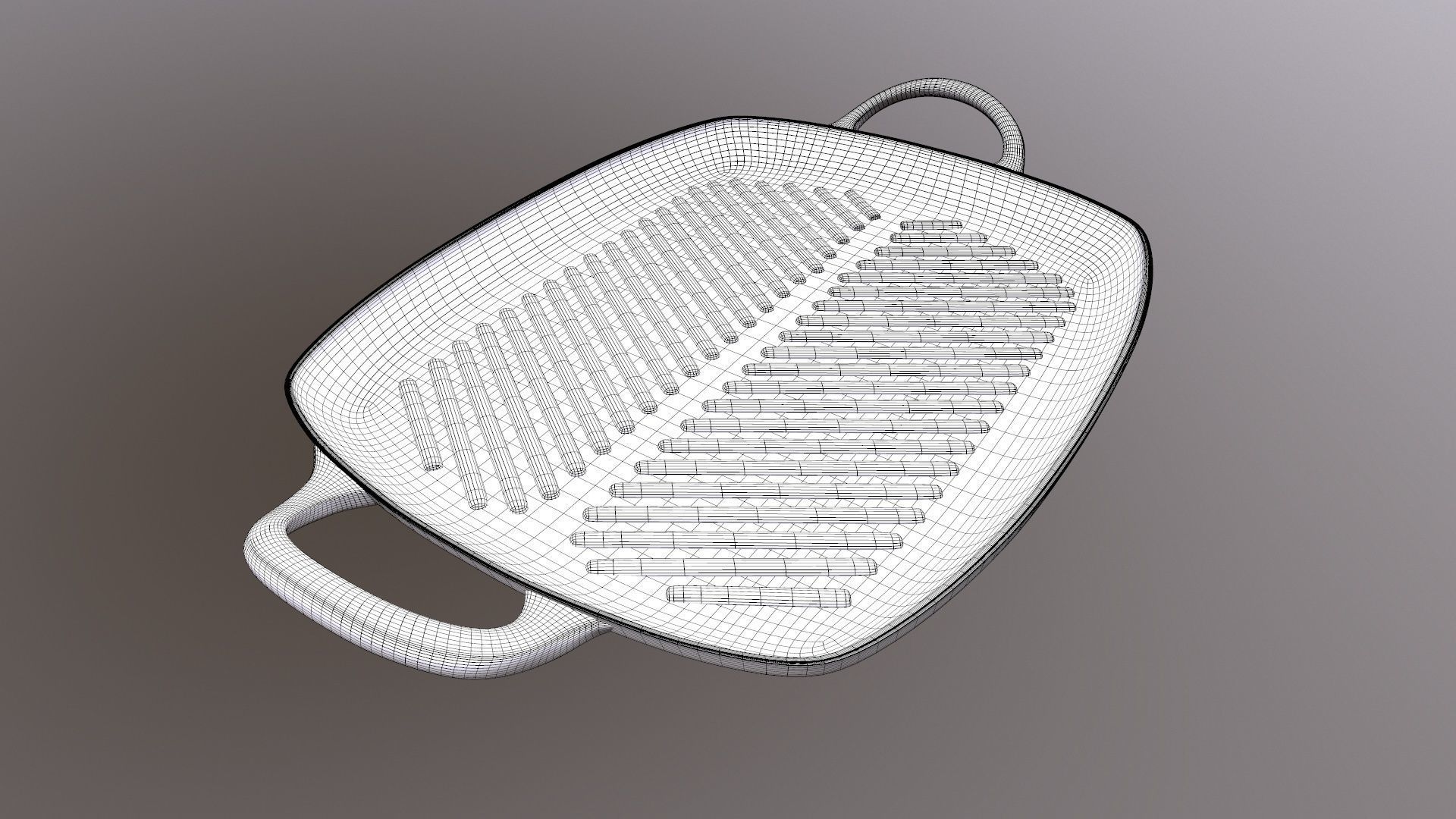 Shallow Rectangular Grill Stain Black 3D model_10