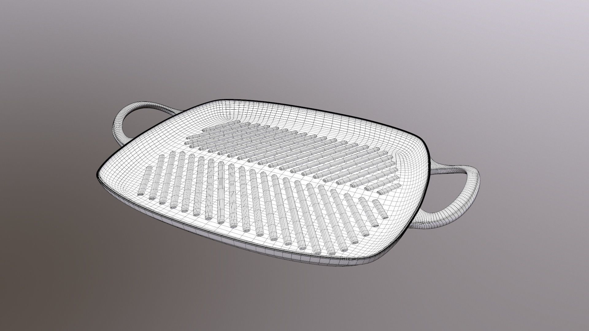 Shallow Rectangular Grill Stain Black 3D model_9