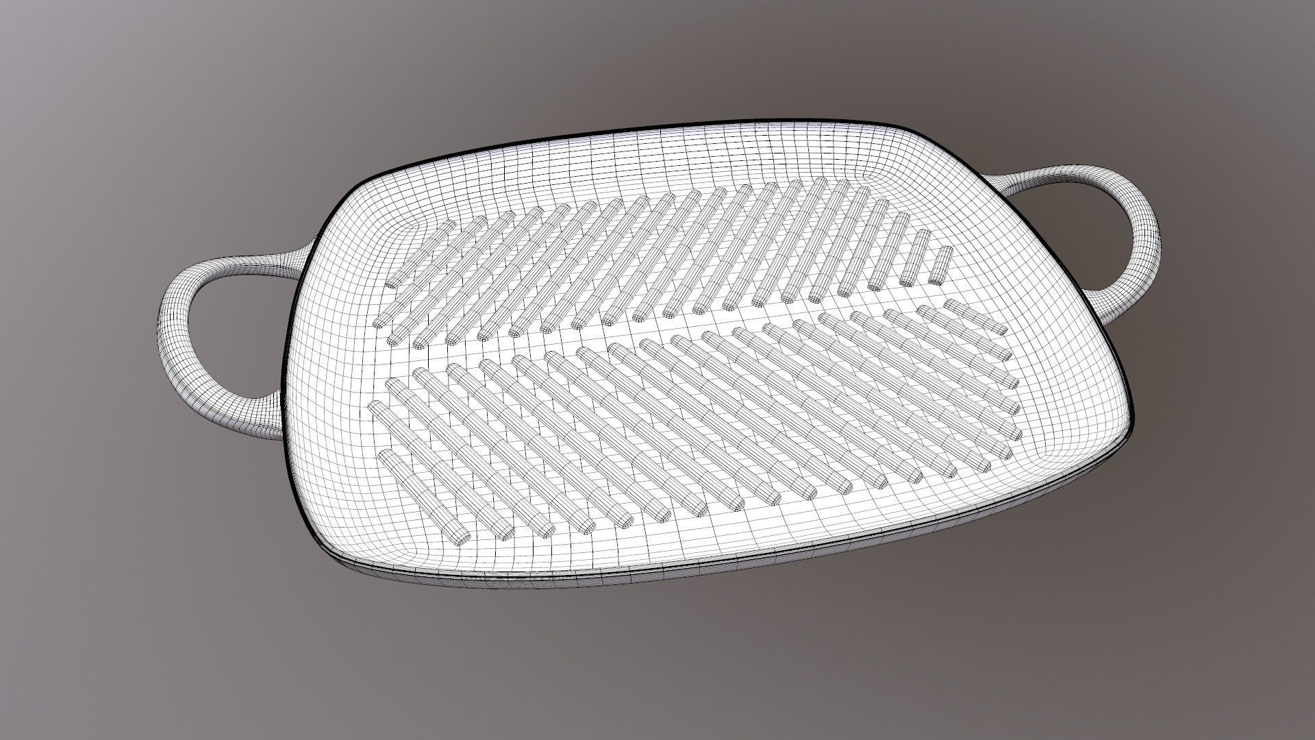 Shallow Rectangular Grill Stain Black 3D model_11