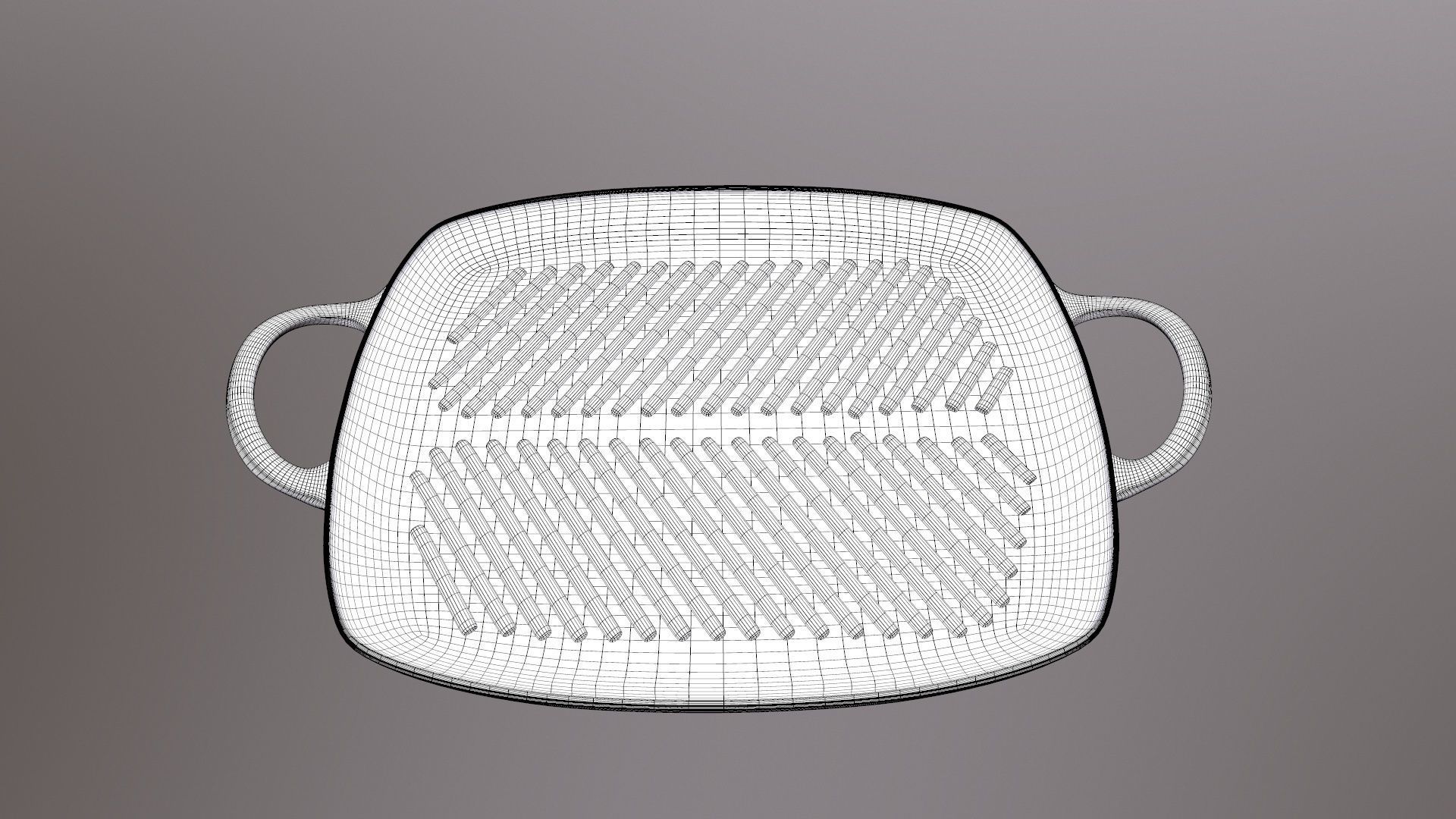 Shallow Rectangular Grill Stain Black 3D model_8