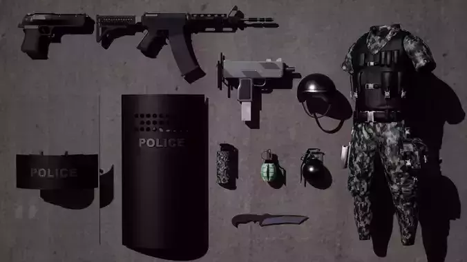 military kit battle gadgets Low-poly 3D model