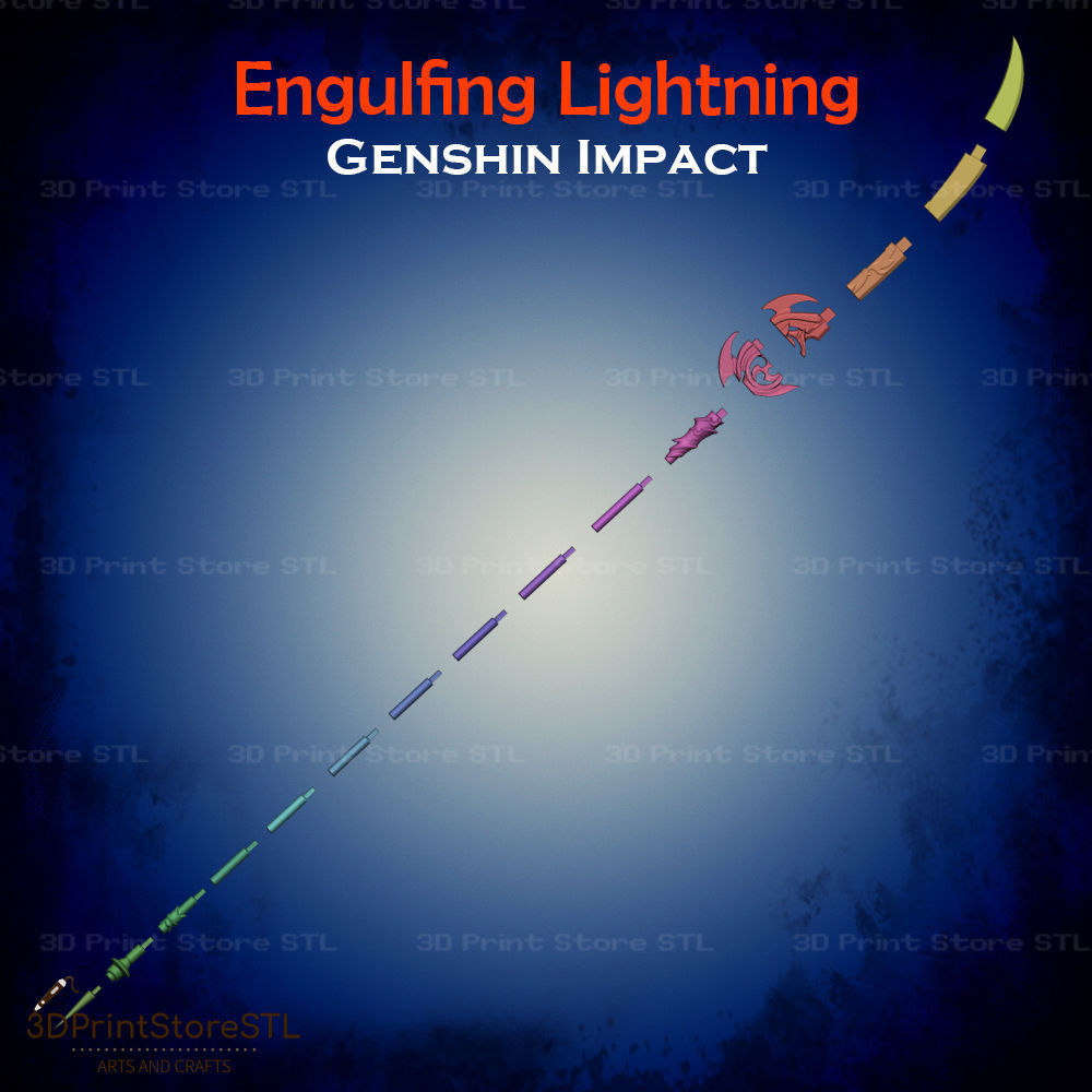 Engulfing Lightning Cosplay Genshin Impact - STL File 3D print model_3