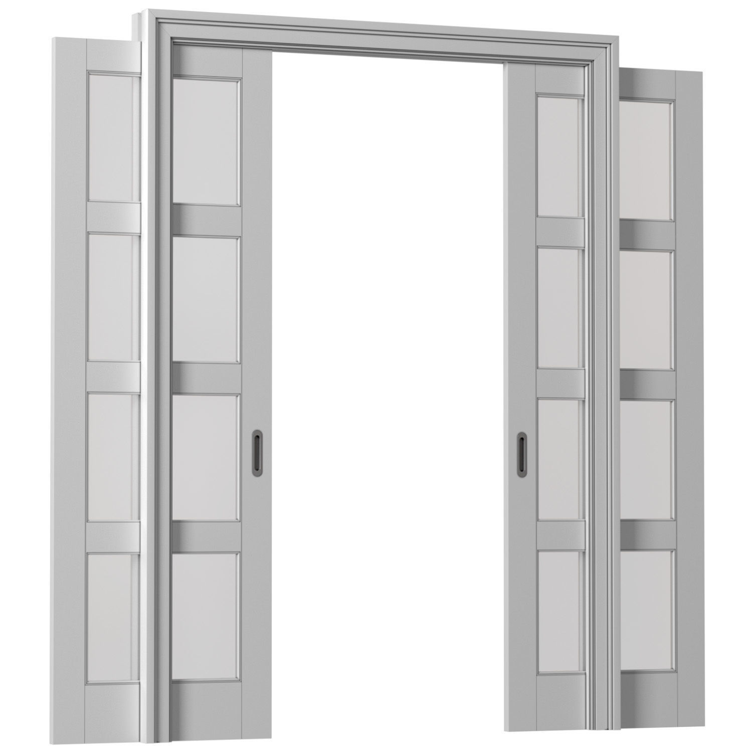 Interior sliding frosted glass doors 3D model_1