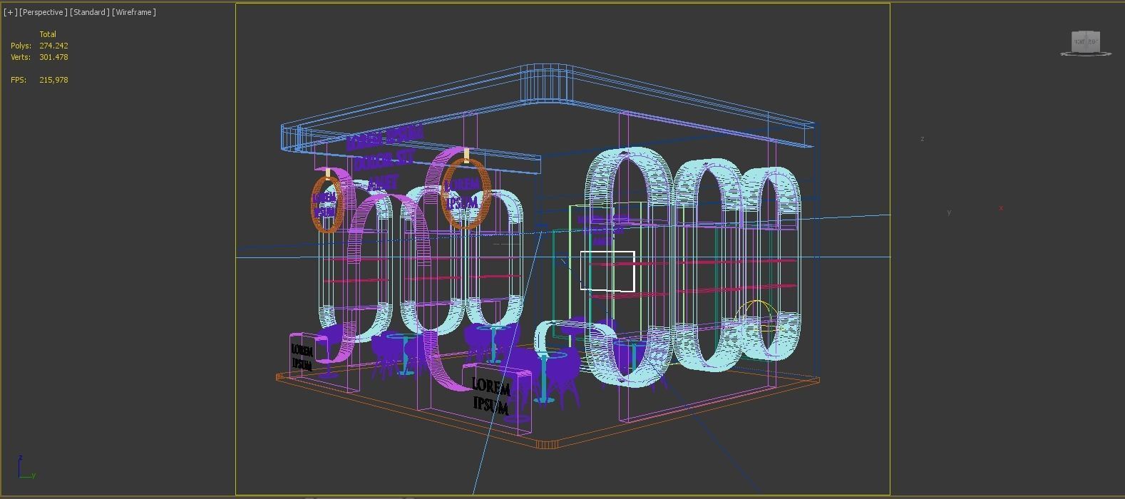 Booth Exhibition Stand Stall 8x7m Height 500 cm 3 Side Open 3D model_11