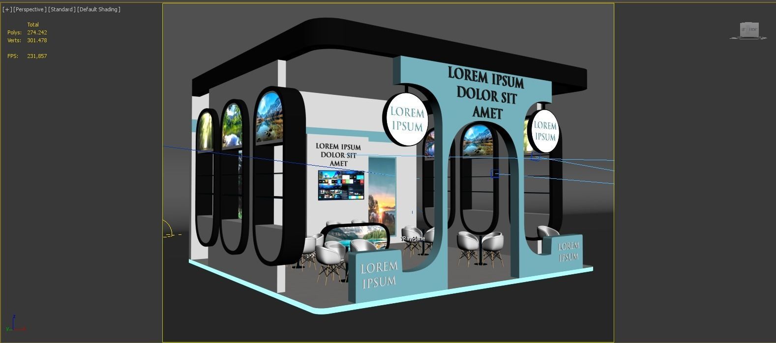 Booth Exhibition Stand Stall 8x7m Height 500 cm 3 Side Open 3D model_8