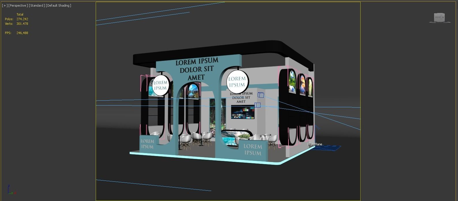 Booth Exhibition Stand Stall 8x7m Height 500 cm 3 Side Open 3D model_9