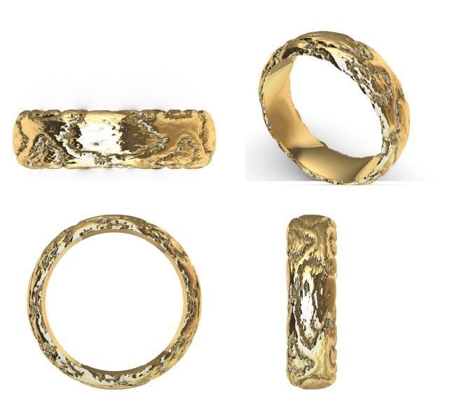 Rock texture wedding band size T 3D print model_1