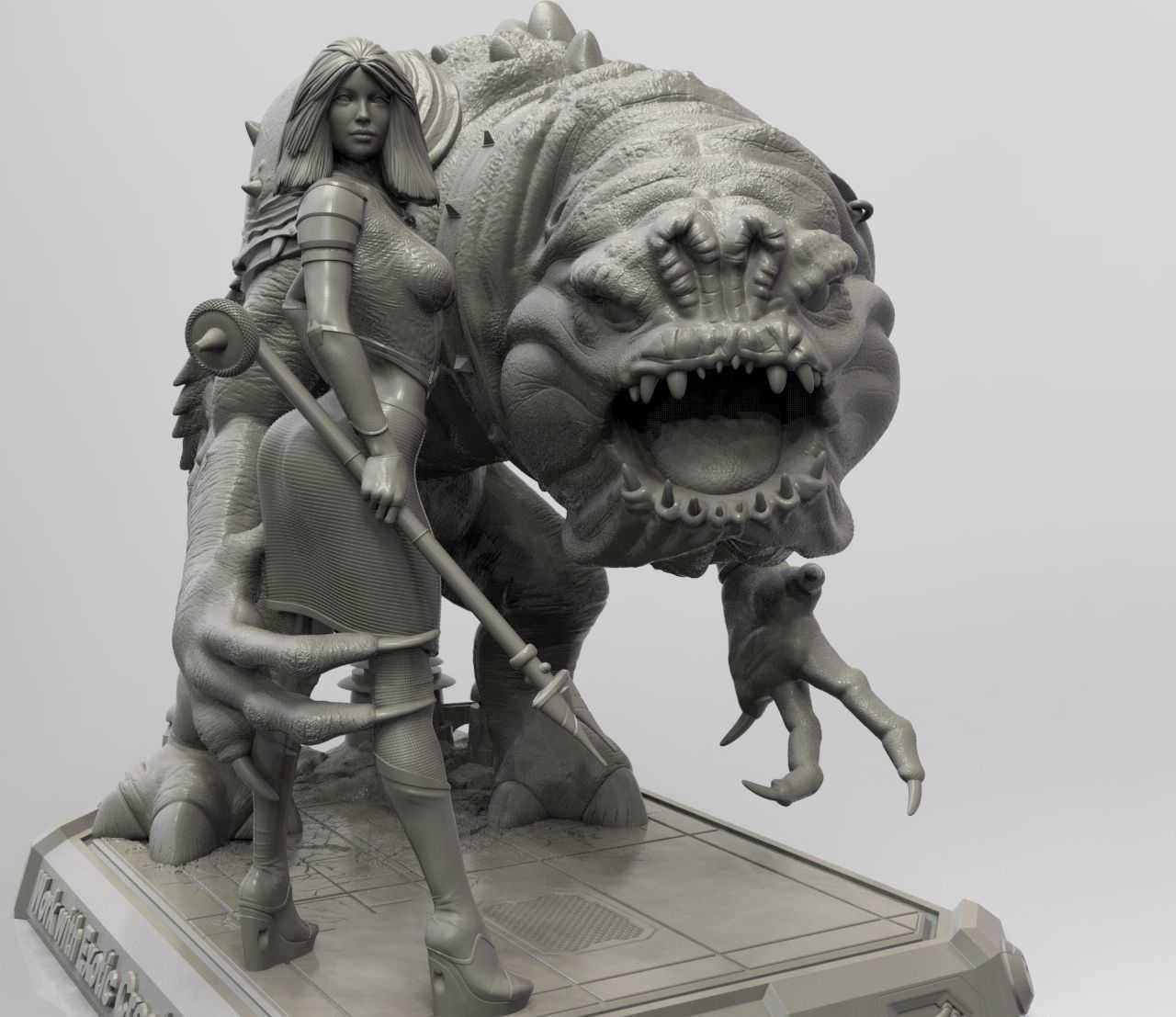 STAR WARS RANCOR TAMER GIRL PIN UP 3D print model_1