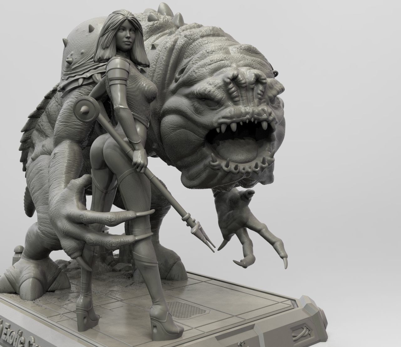 STAR WARS RANCOR TAMER GIRL PIN UP 3D print model_2