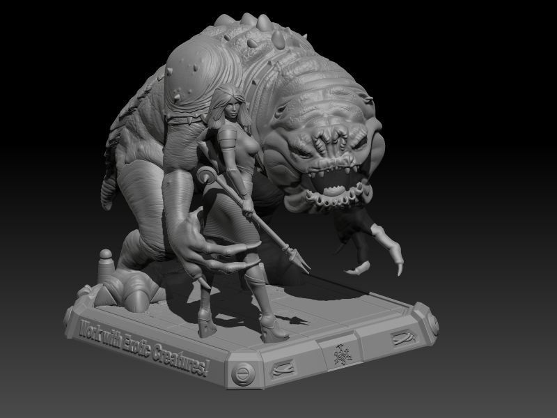 STAR WARS RANCOR TAMER GIRL PIN UP 3D print model_14