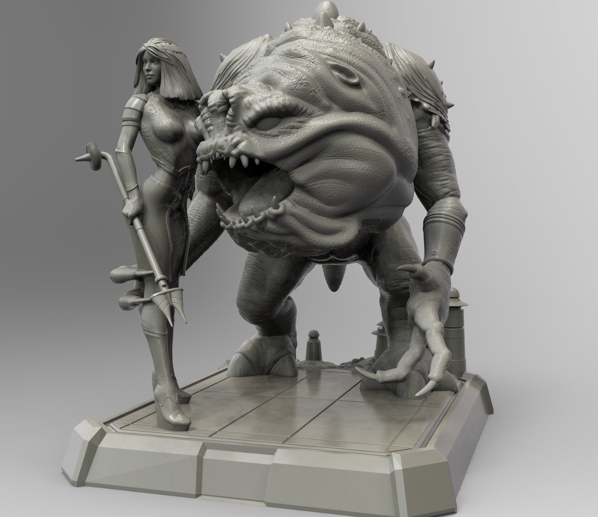 STAR WARS RANCOR TAMER GIRL PIN UP 3D print model_6
