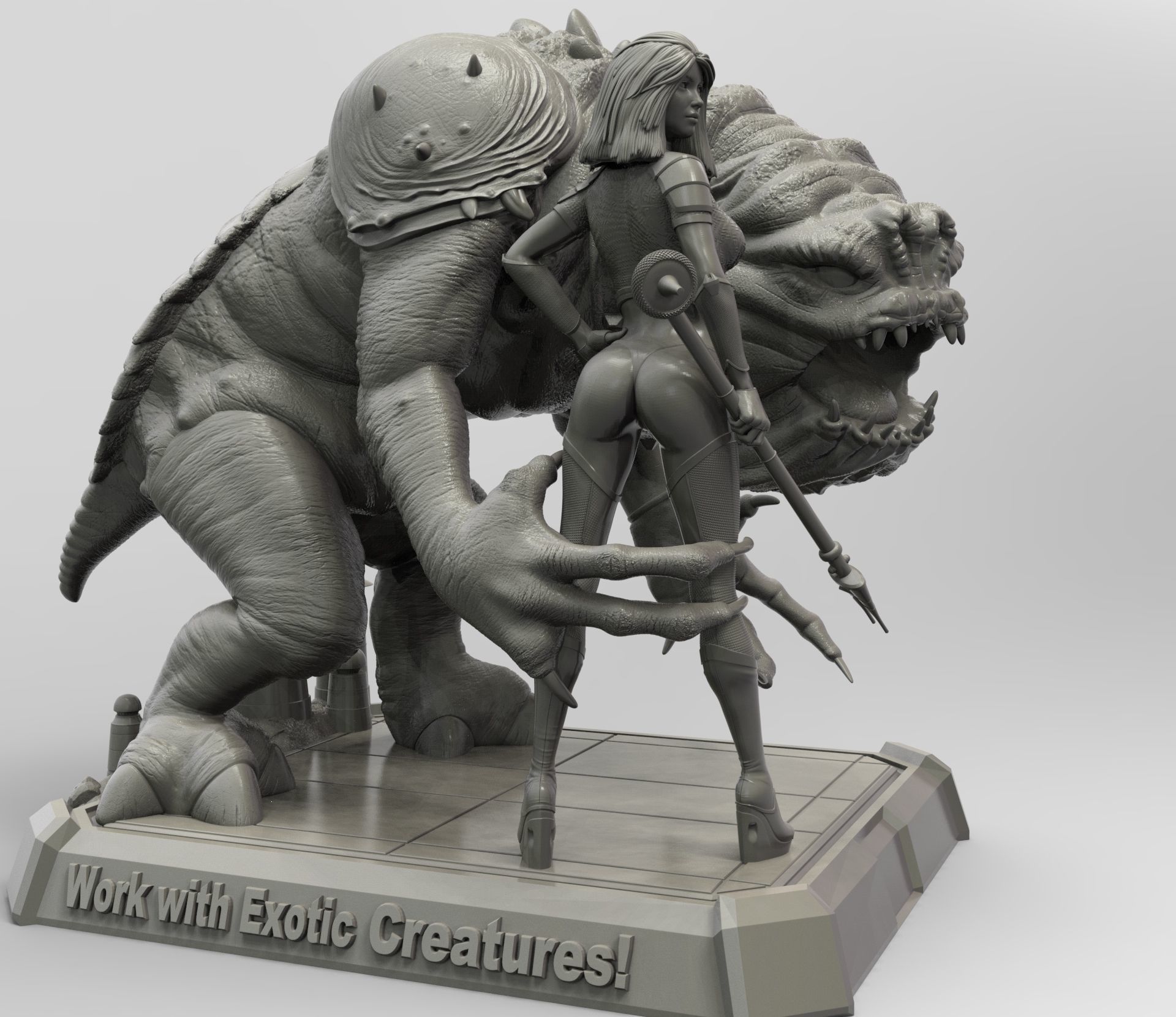 STAR WARS RANCOR TAMER GIRL PIN UP 3D print model_5