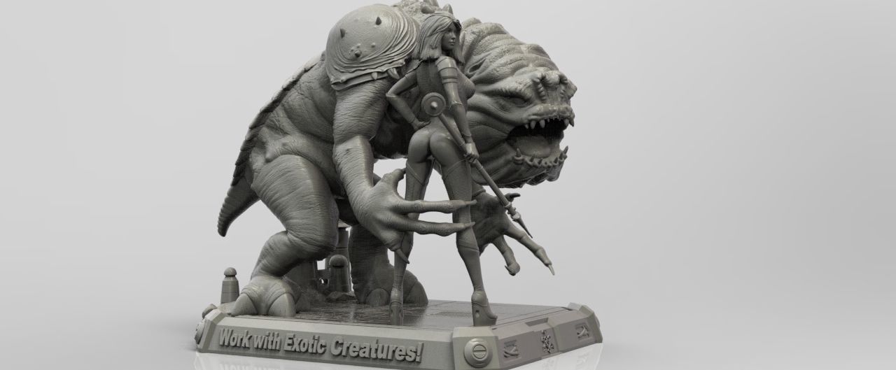 STAR WARS RANCOR TAMER GIRL PIN UP 3D print model_4