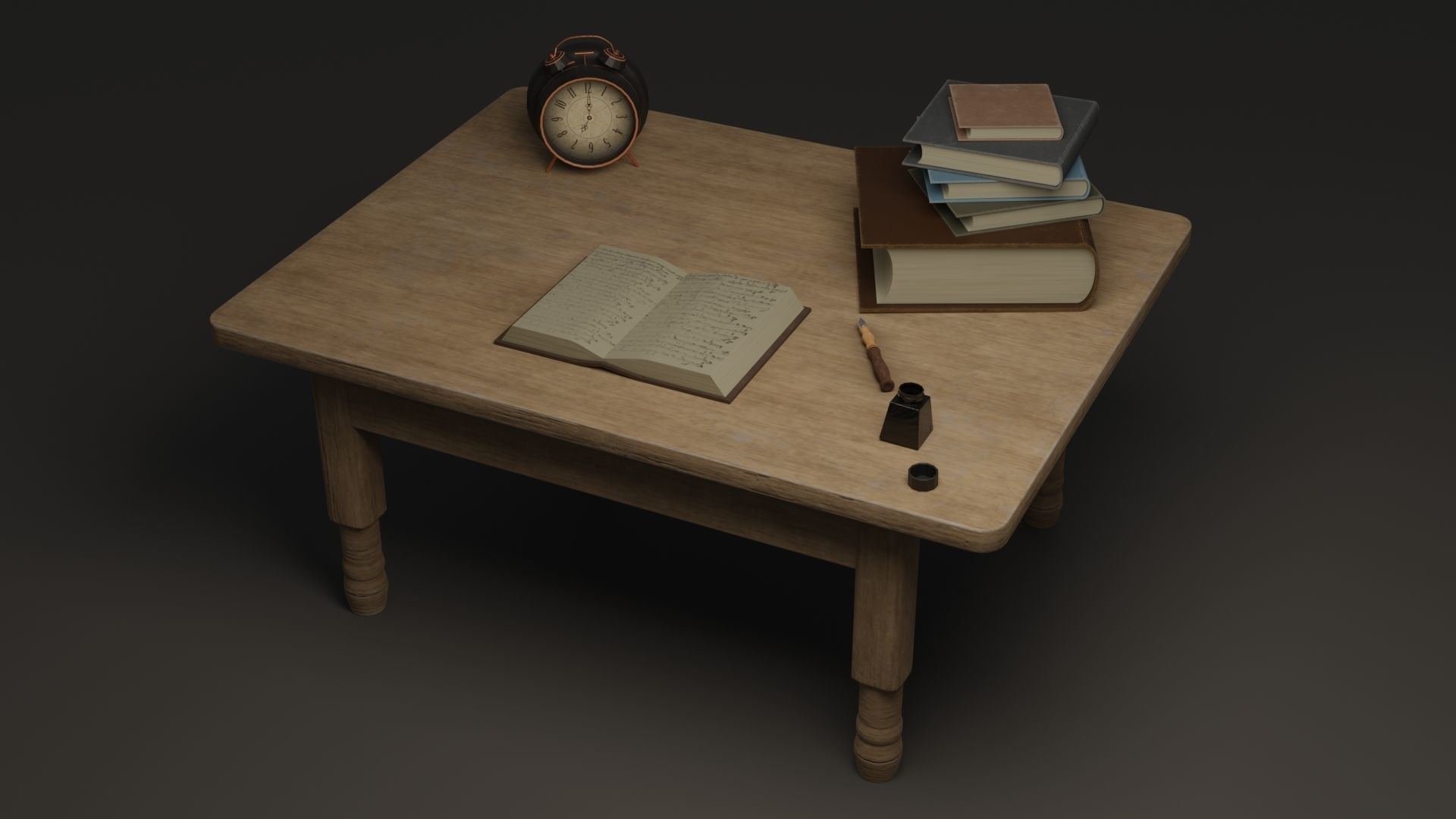 Old desk 3D model_5