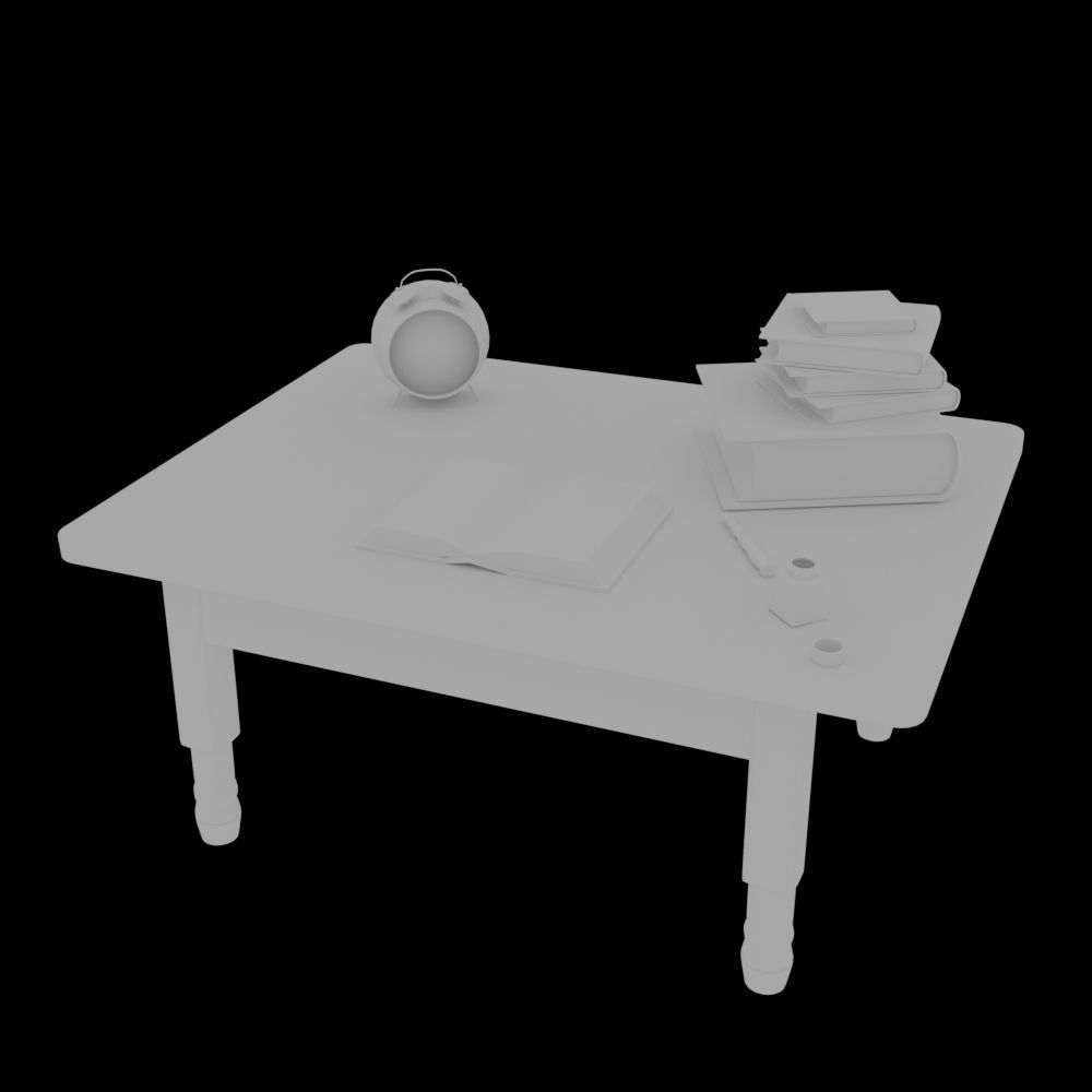 Old desk 3D model_2