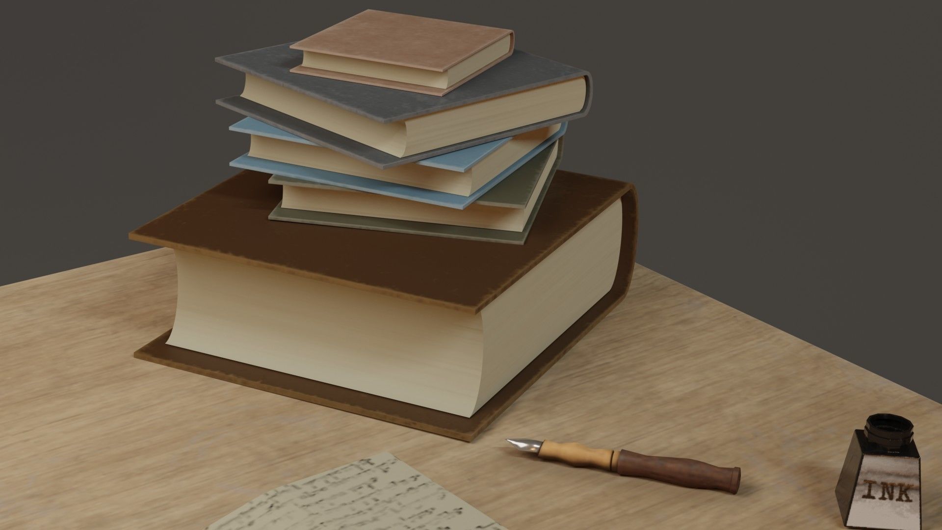 Old desk 3D model_4