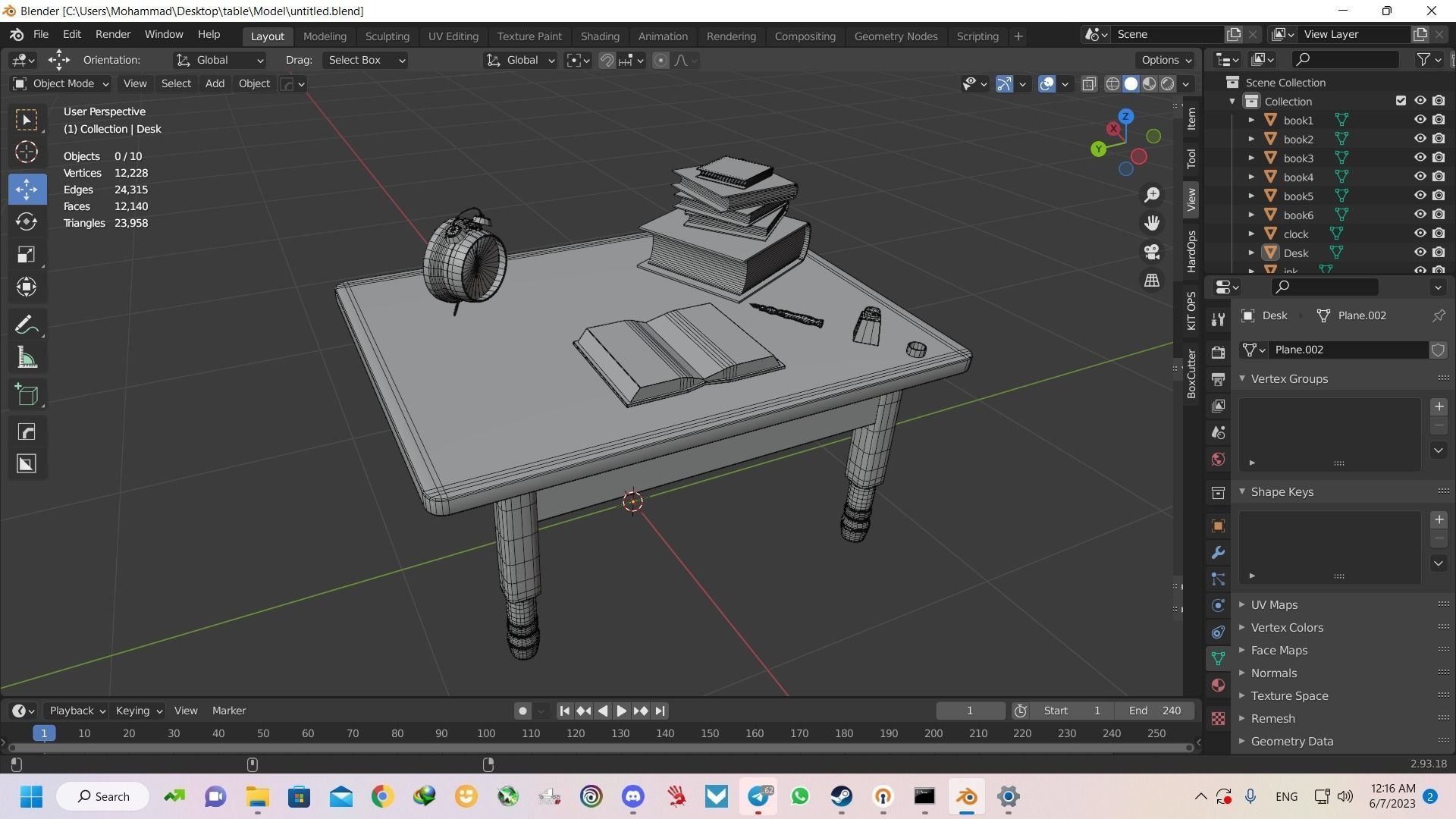 Old desk 3D model_3