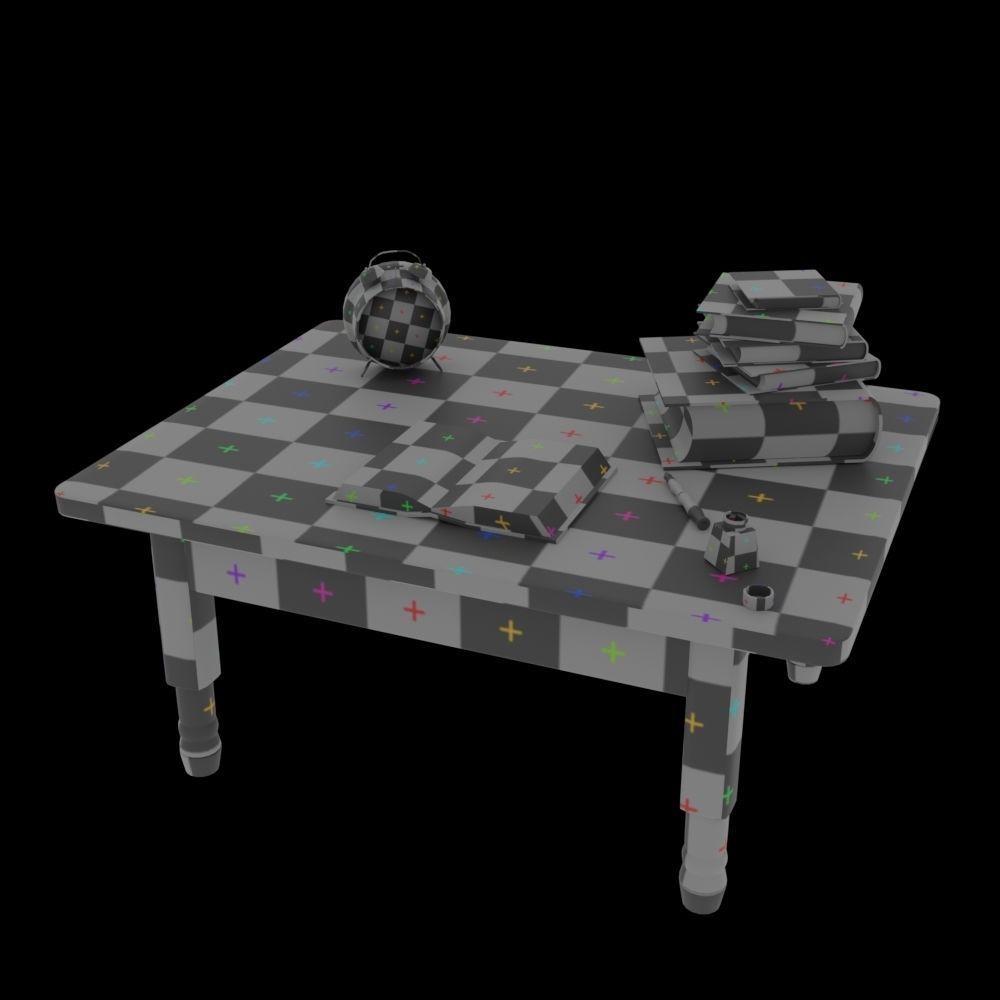 Old desk 3D model_7