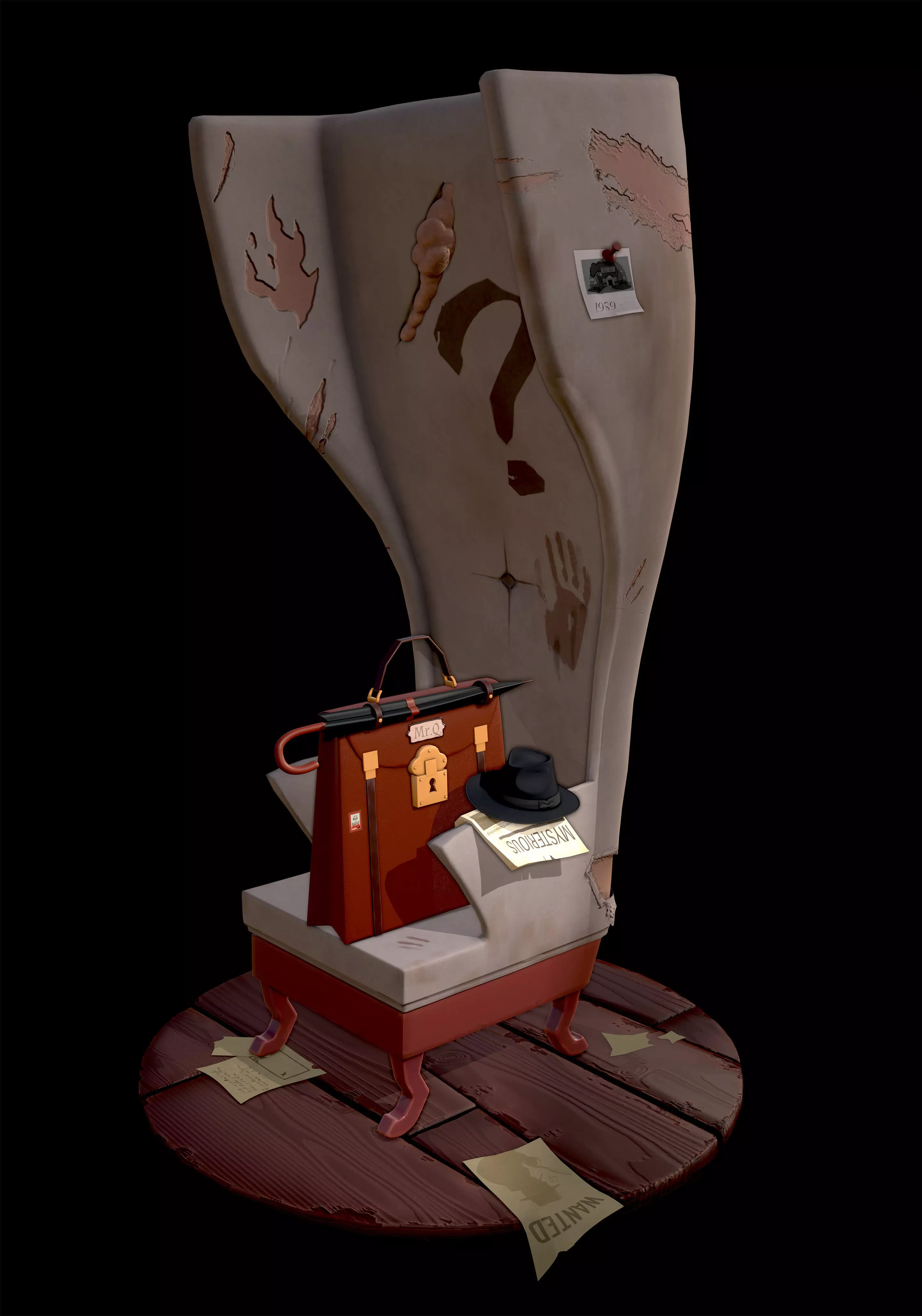 3D stylized Armchair Low-poly 3D model