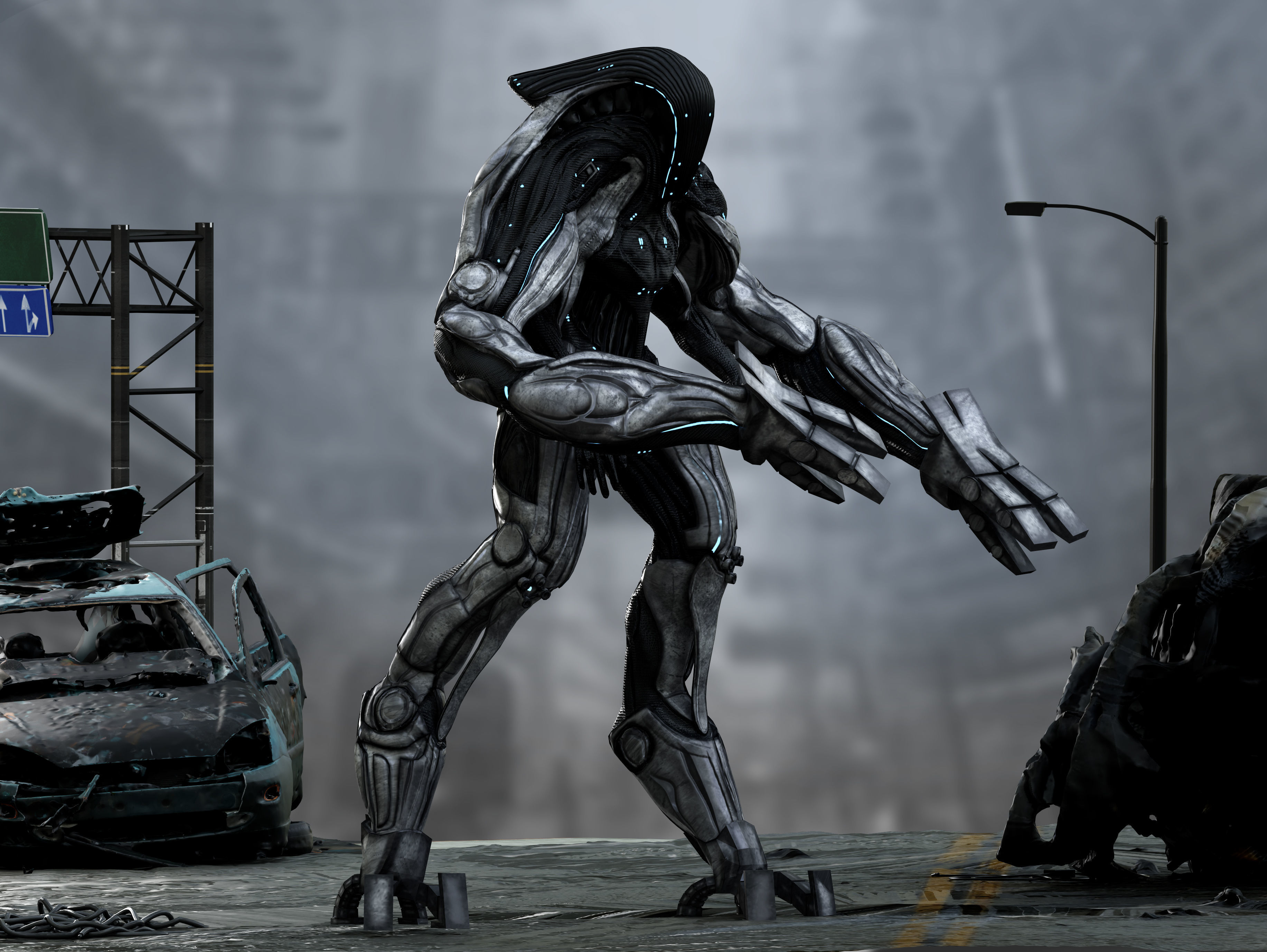 Alien Exosuit Low-poly 3D model_9